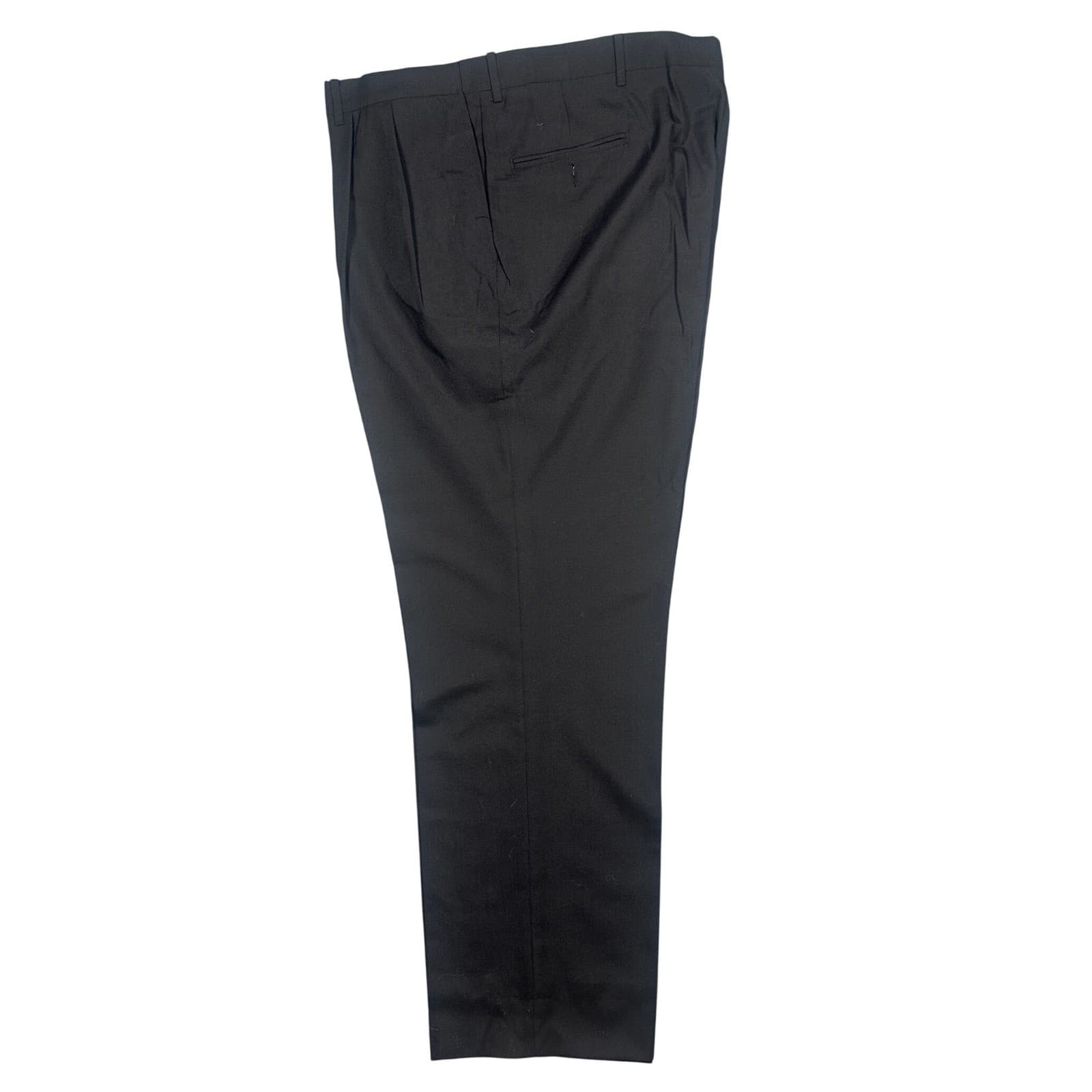 Norm Thompson Pleated Dress Pants Mens 44 Long Black Worsted Wool Blend - Thumbnail 5