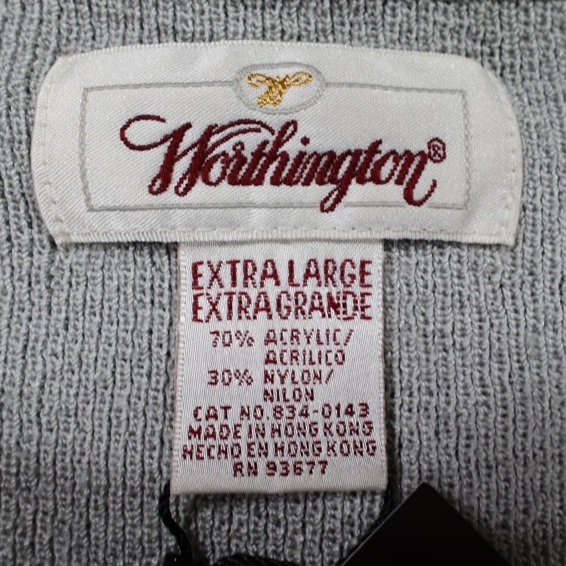 Worthington Sweater Women XL Gray Excellent Acrylic Nylon Boat Neck 3/4 Sleeve - Thumbnail 4
