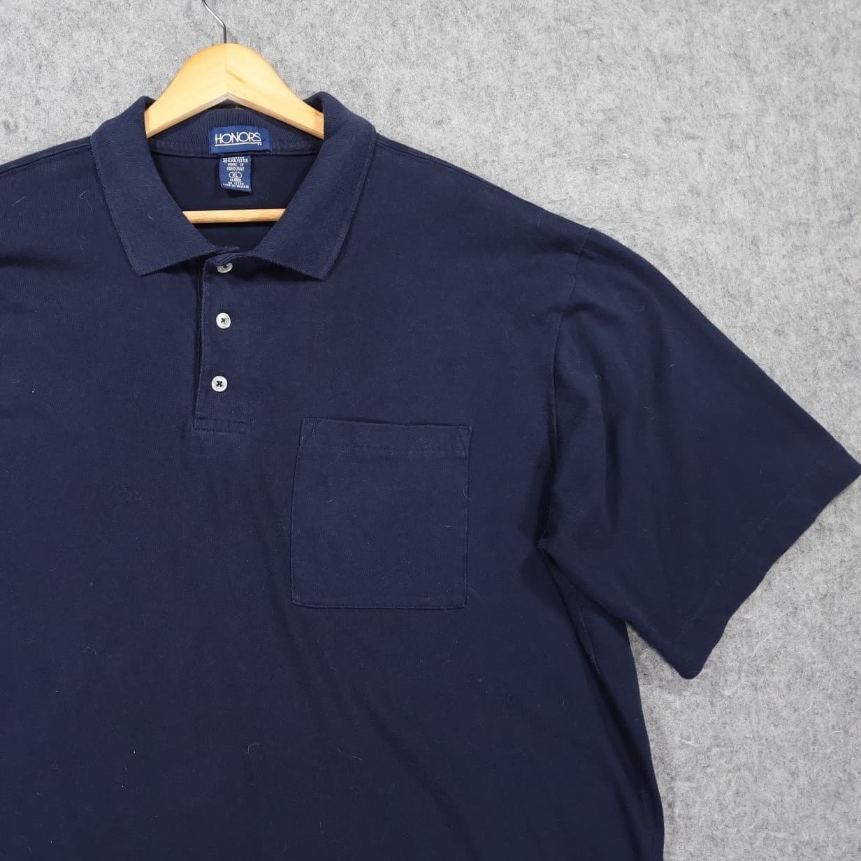 Honors Polo Shirt Mens XL Navy Blue Excellent Short Sleeve Pocket Solid - Thumbnail 3