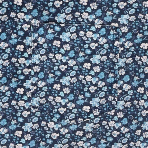Lee Button Up Shirt Mens L Blue Excellent Floral Stretch Short Sleeve - Thumbnail 5