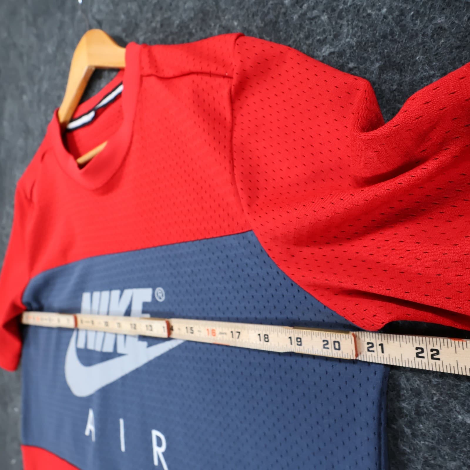 Nike Air T-Shirt Mens Medium Red Blue Polyester Mesh Athletic Colorblock Logo - Thumbnail 5