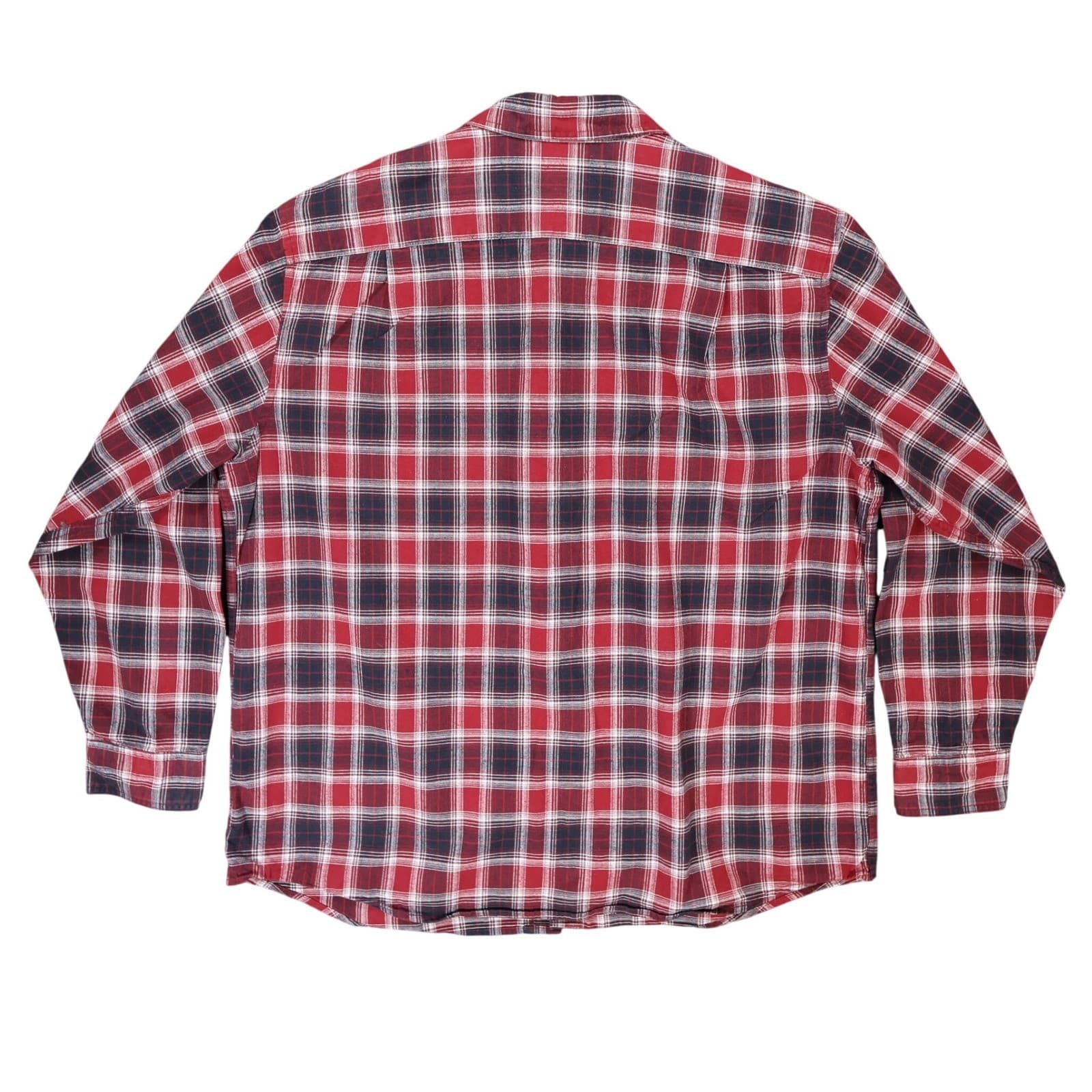 Blue Mountain Button Front Shirt Mens XL Red 100% Cotton Plaid Long Sleeve - Thumbnail 2