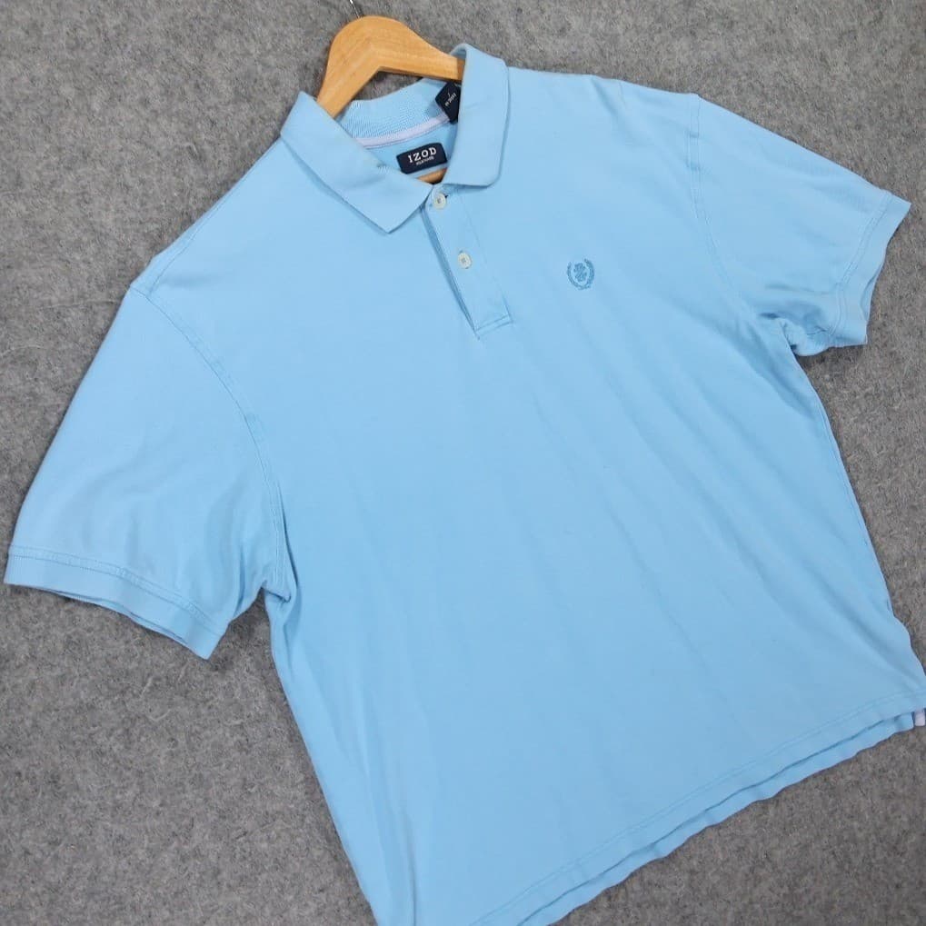 IZOD Polo Shirt Mens L Blue Excellent Silkwash Short Sleeve Pique Cotton 1539 - Thumbnail 4