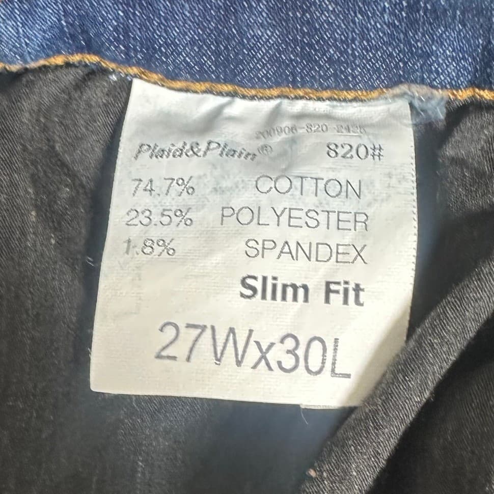 Plaid & Plain Women Slim Fit Blue Denim Jeans Size 27W x 30L - Thumbnail 6