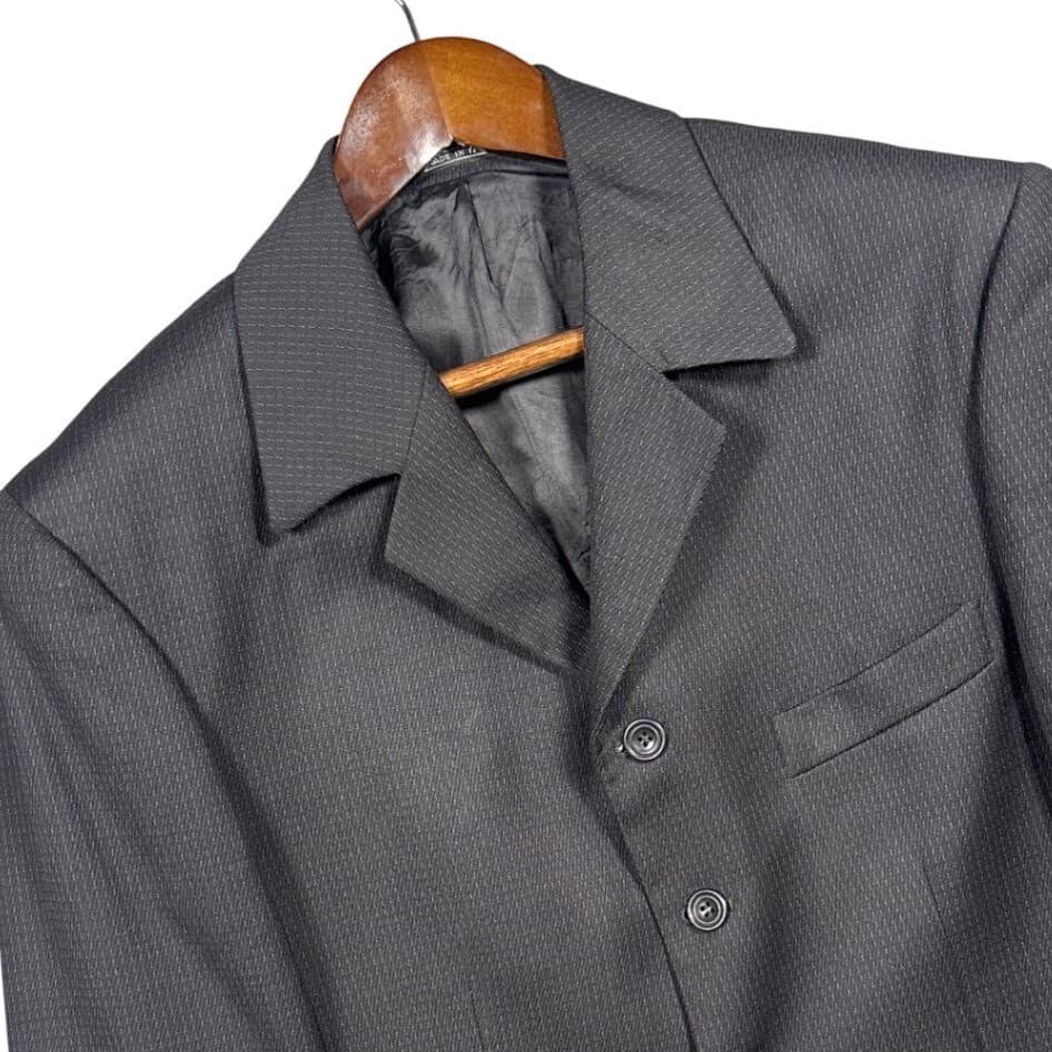 Lanificio Tessilstrona Blazer Mens Large Charcoal Grey Super 100s Wool - Thumbnail 4