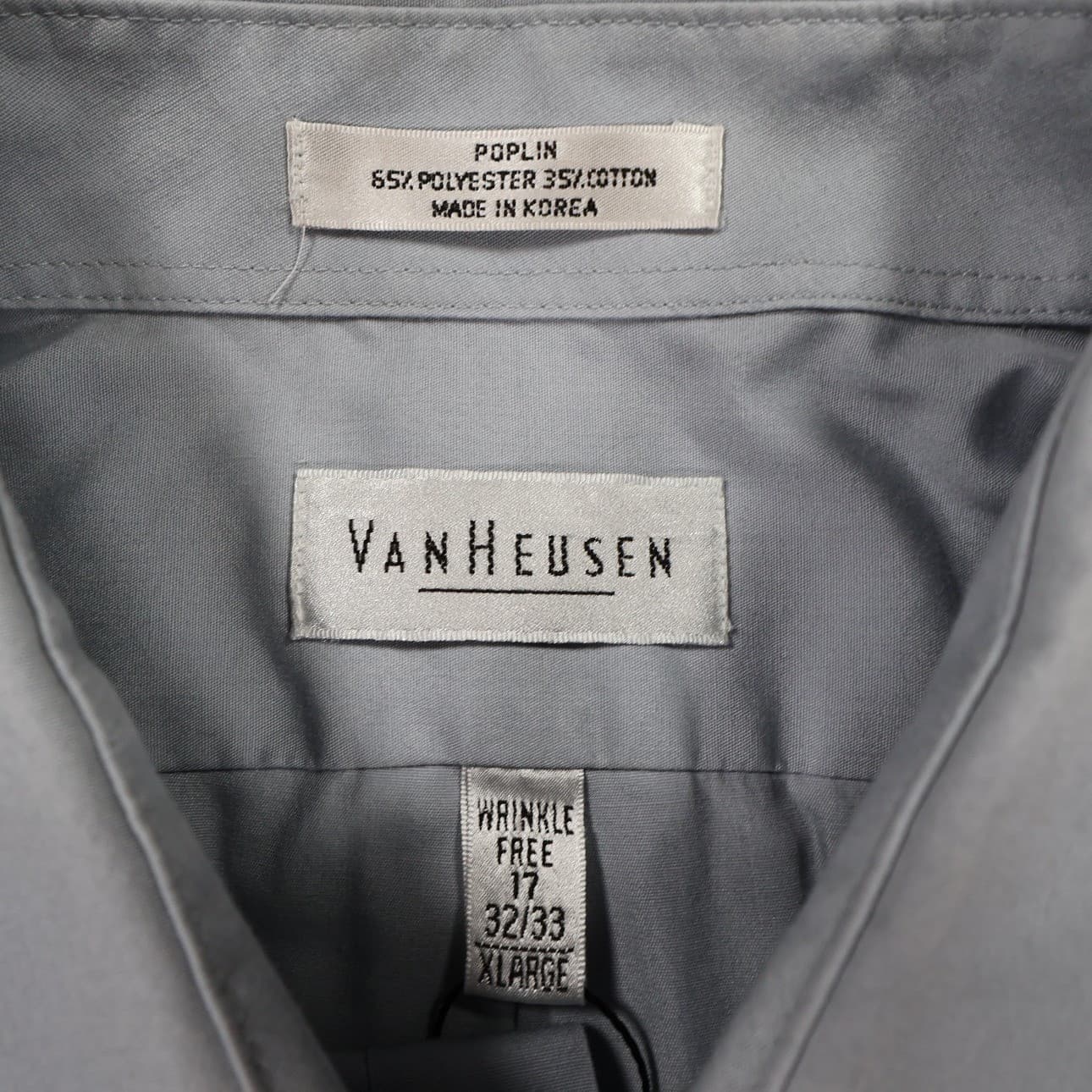 Van Heusen Dress Shirt Mens XL Blue Excellent Wrinkle Free Poplin Long Sleeve - Thumbnail 6