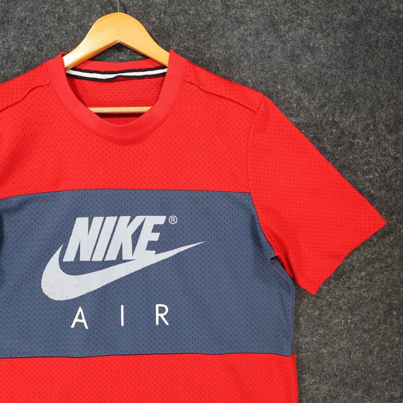 Nike Air T-Shirt Mens Medium Red Blue Polyester Mesh Athletic Colorblock Logo - Thumbnail 9