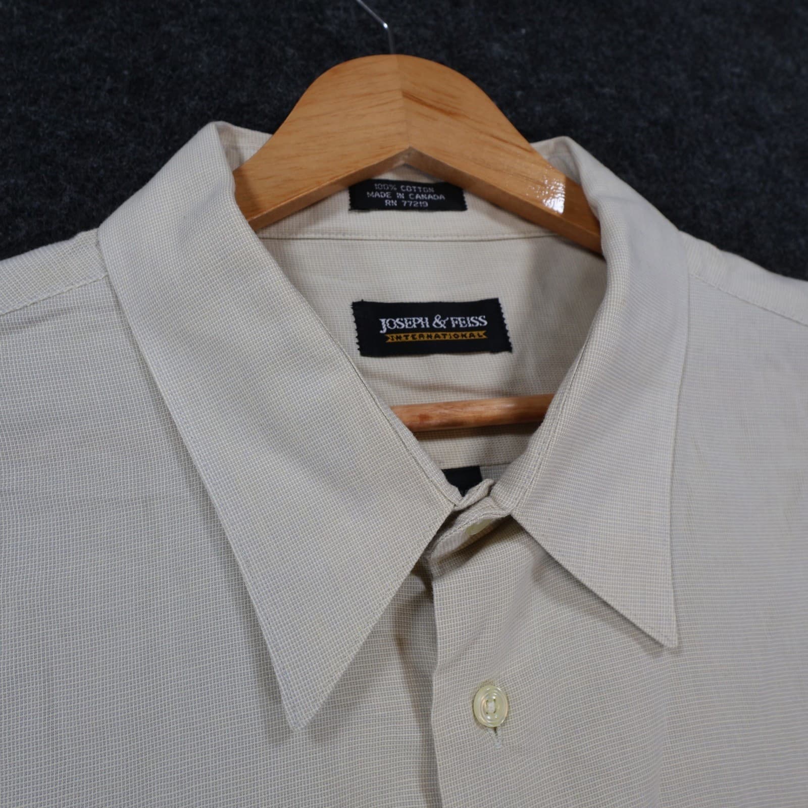Joseph & Feiss Button Up Mens 18.5 Beige Excellent Long Sleeve Cotton - Thumbnail 9