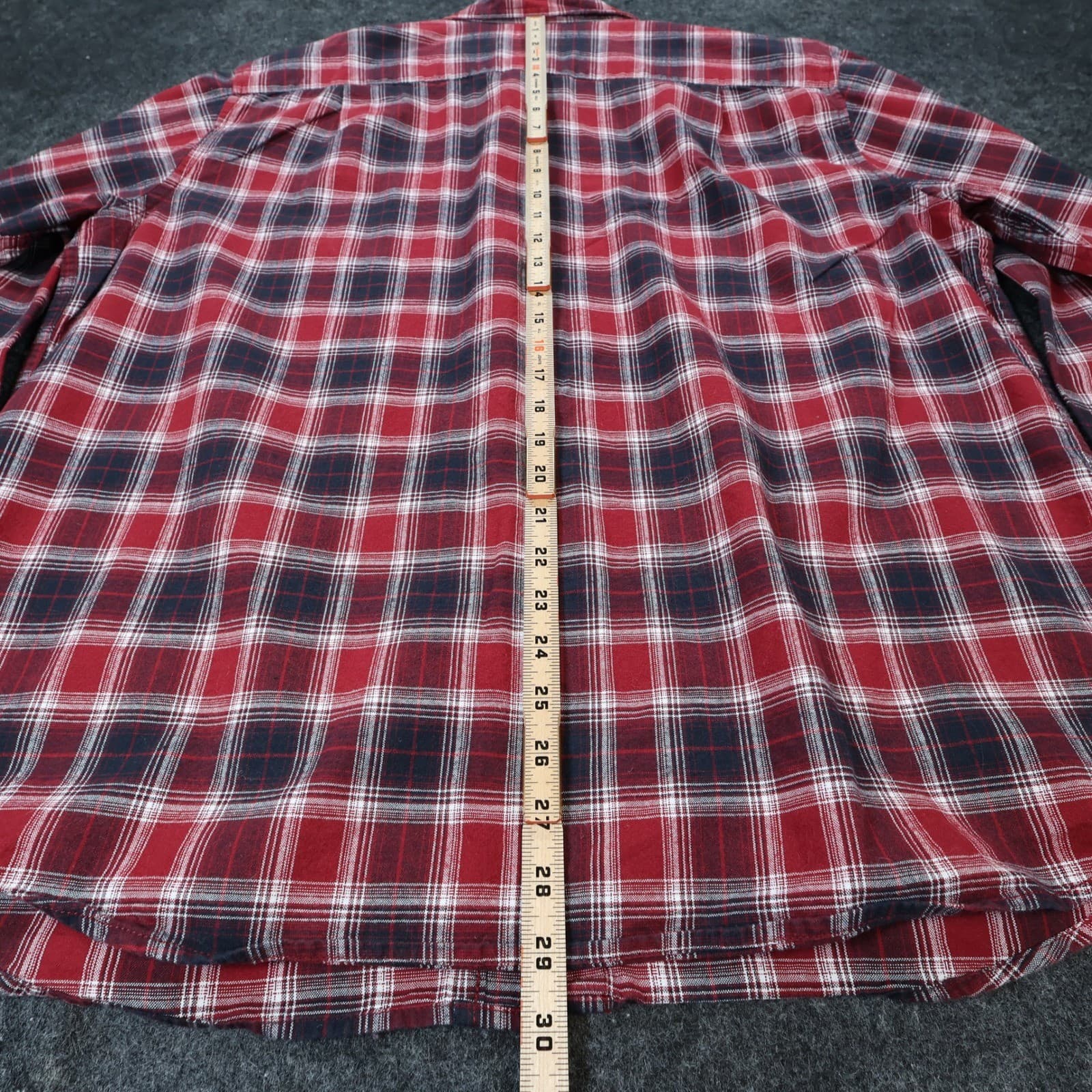 Blue Mountain Button Front Shirt Mens XL Red 100% Cotton Plaid Long Sleeve - Thumbnail 5