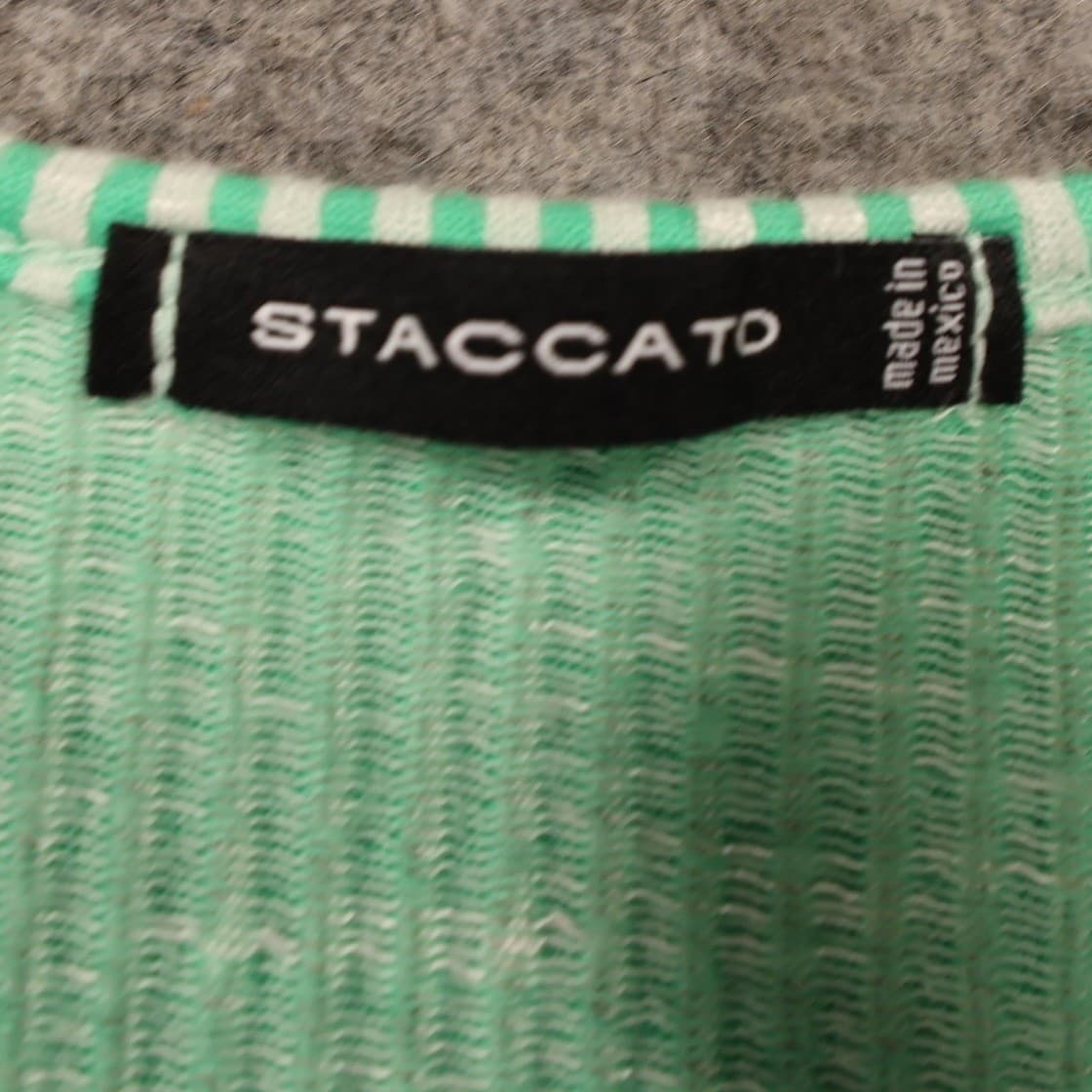 Staccato Tank Top Womens Medium Green Excellent Striped Ribbed Knit 1390W - Thumbnail 5
