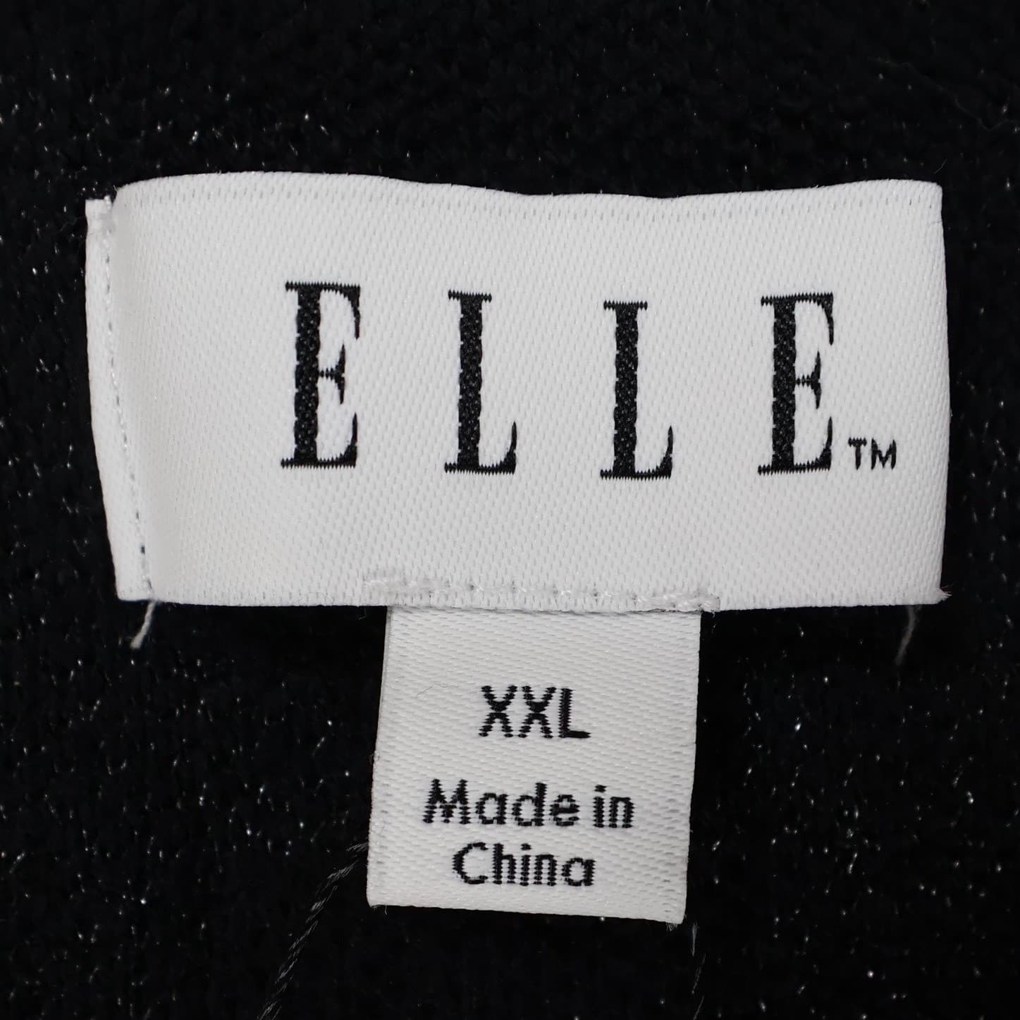 ELLE Sweater Womens XXL Black Metallic Floral Knit Pullover Scalloped Neck - Thumbnail 8