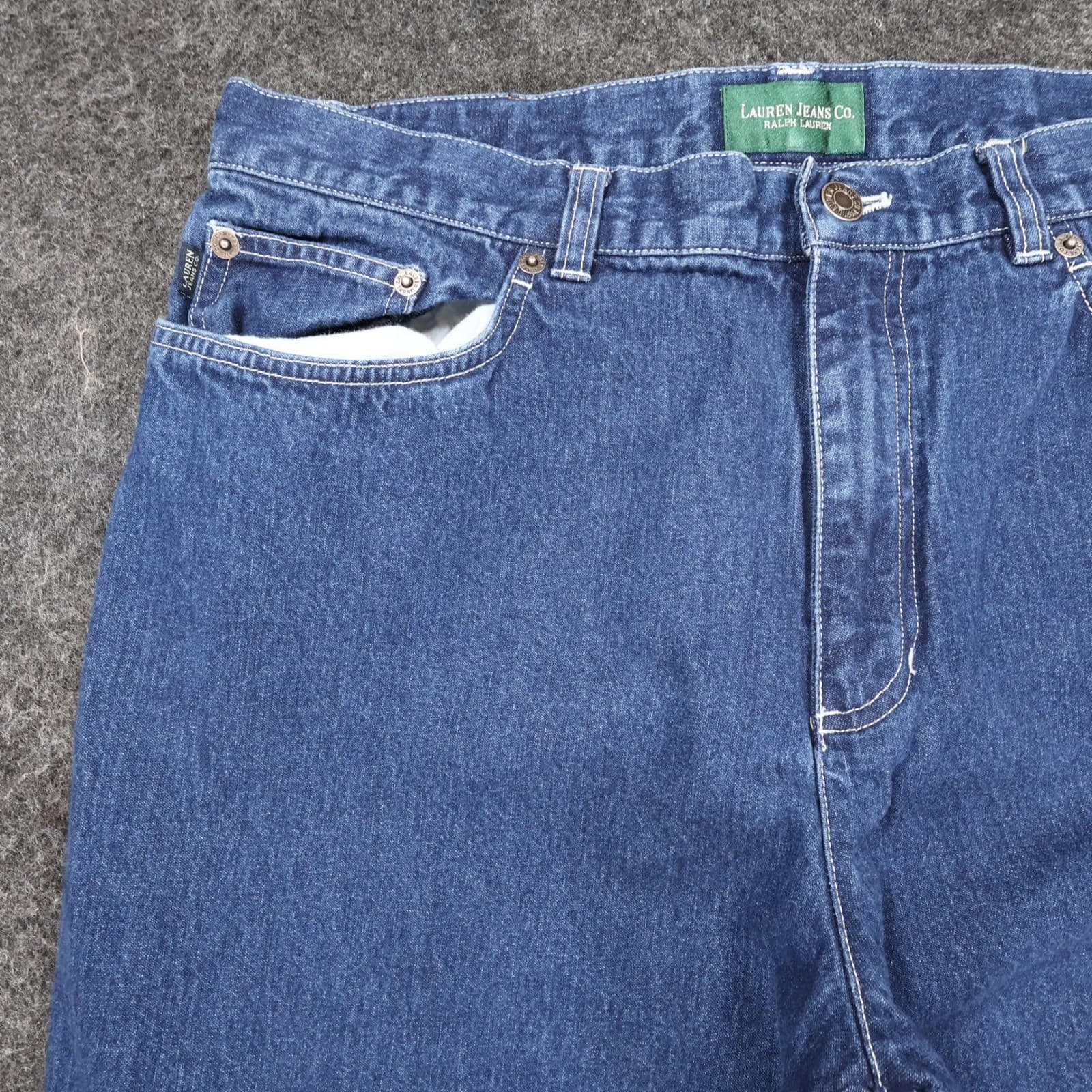 Lauren Jeans Co Ralph Lauren Jeans Womens 14 Blue Cotton Straight Classic Denim - Thumbnail 11