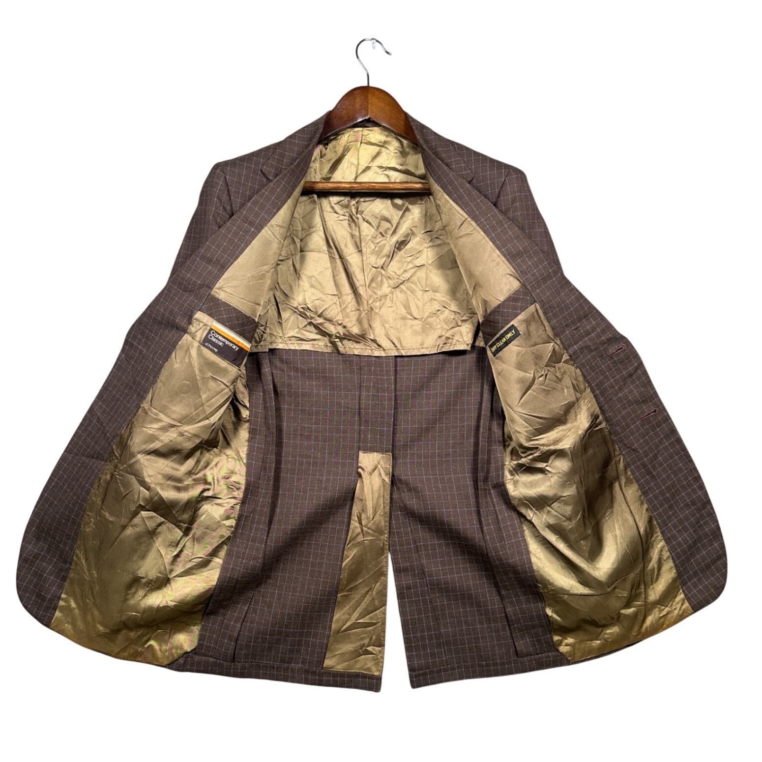 JCPenney Contemporary Classic Blazer Mens Brown Windowpane Vintage 70s - Thumbnail 2