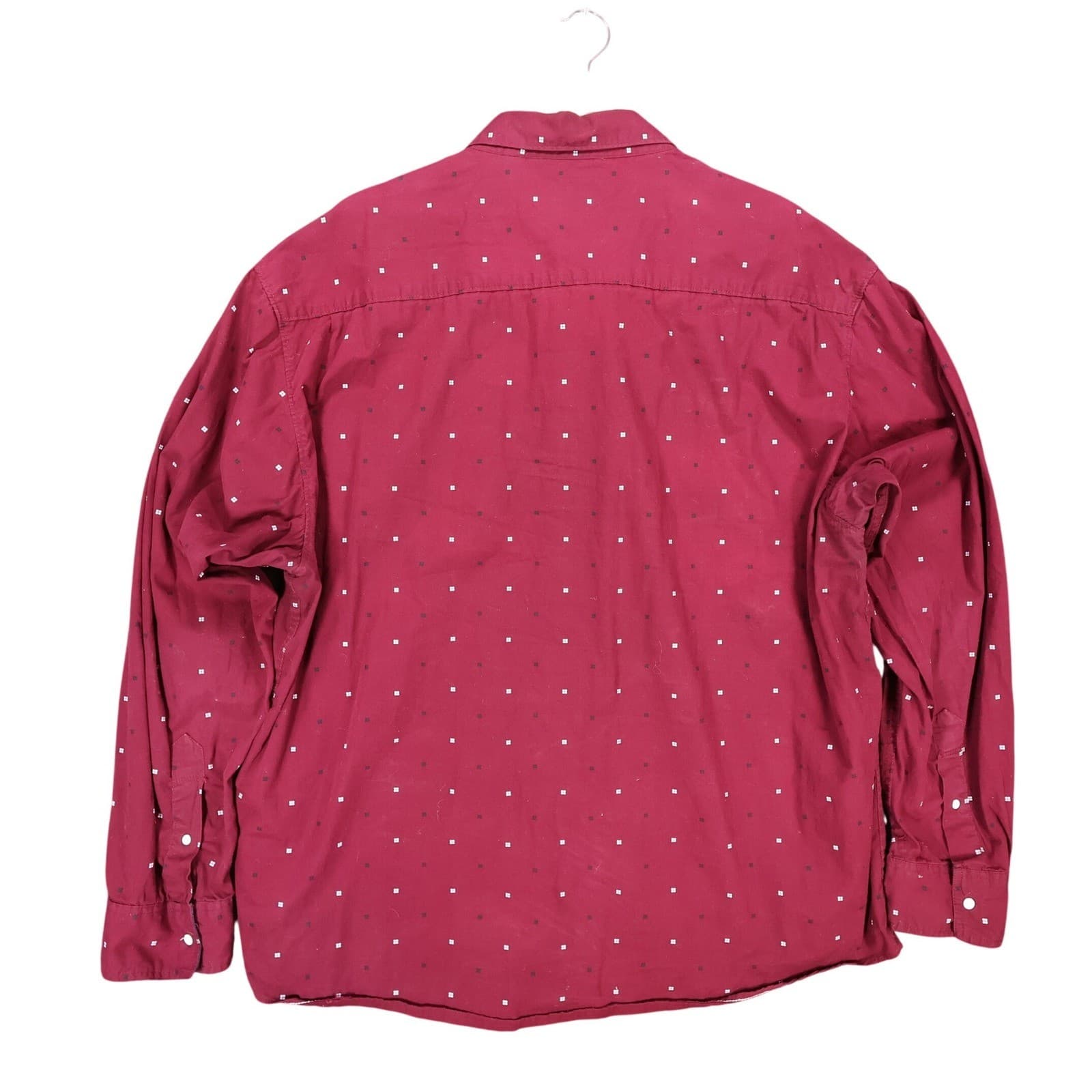 Paper Denim & Cloth Button Down Shirt Mens 3X Maroon Cotton Geometric Print - Thumbnail 2