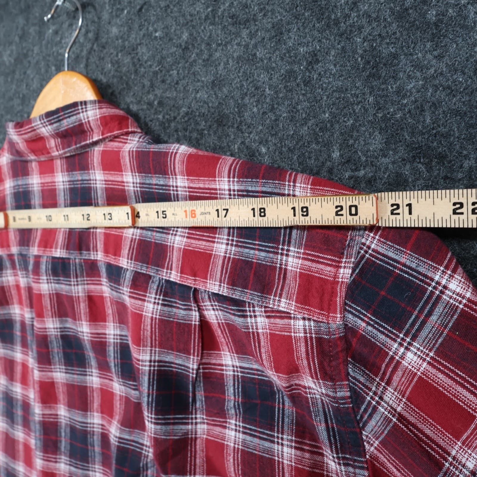 Blue Mountain Button Front Shirt Mens XL Red 100% Cotton Plaid Long Sleeve - Thumbnail 6