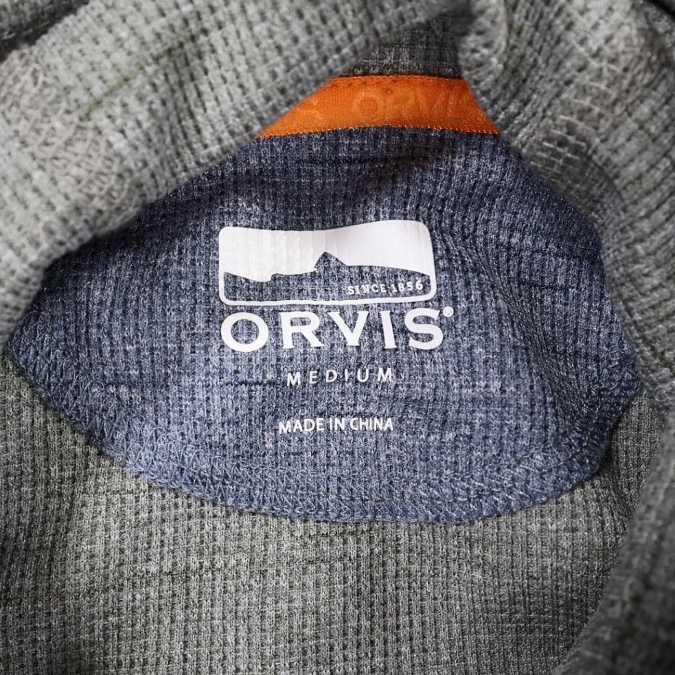 Orvis Pullover Hoodie Mens Medium Green Excellent Waffle Knit Recycled Blend - Thumbnail 6