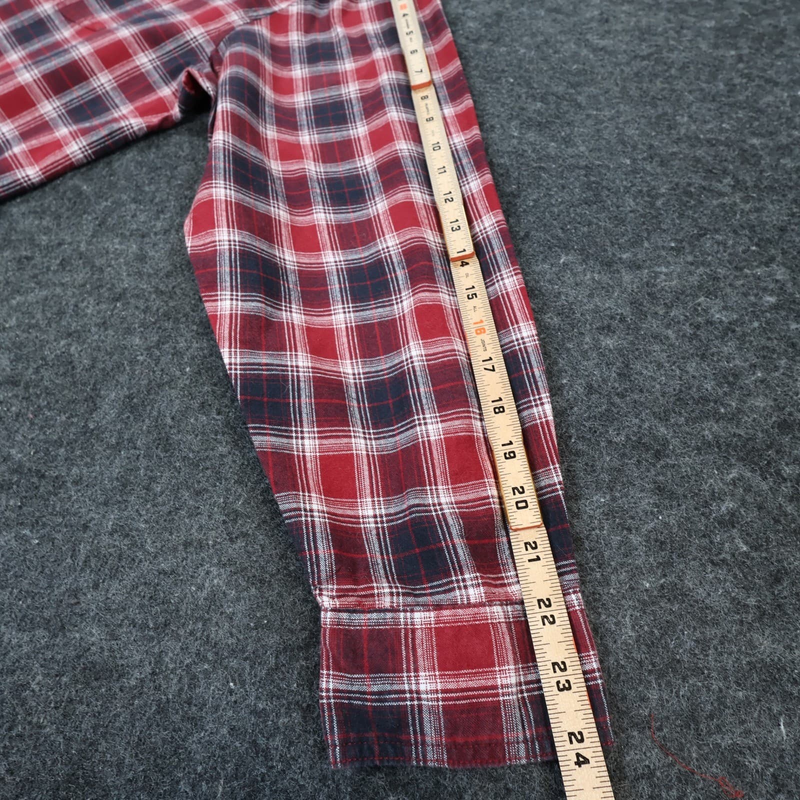 Blue Mountain Button Front Shirt Mens XL Red 100% Cotton Plaid Long Sleeve - Thumbnail 4