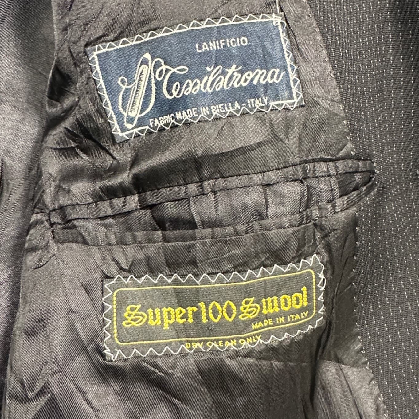 Lanificio Tessilstrona Blazer Mens Large Charcoal Grey Super 100s Wool - Thumbnail 7