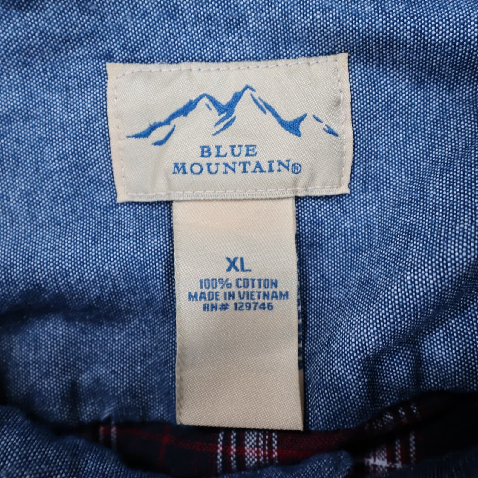 Blue Mountain Button Front Shirt Mens XL Red 100% Cotton Plaid Long Sleeve - Thumbnail 7