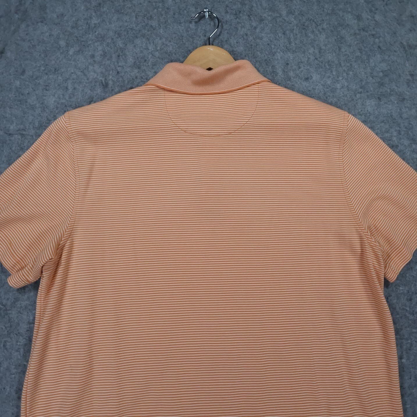 Van Heusen Polo Shirt Mens M Orange Excellent Striped Modal Blend Short Sleeve - Thumbnail 4