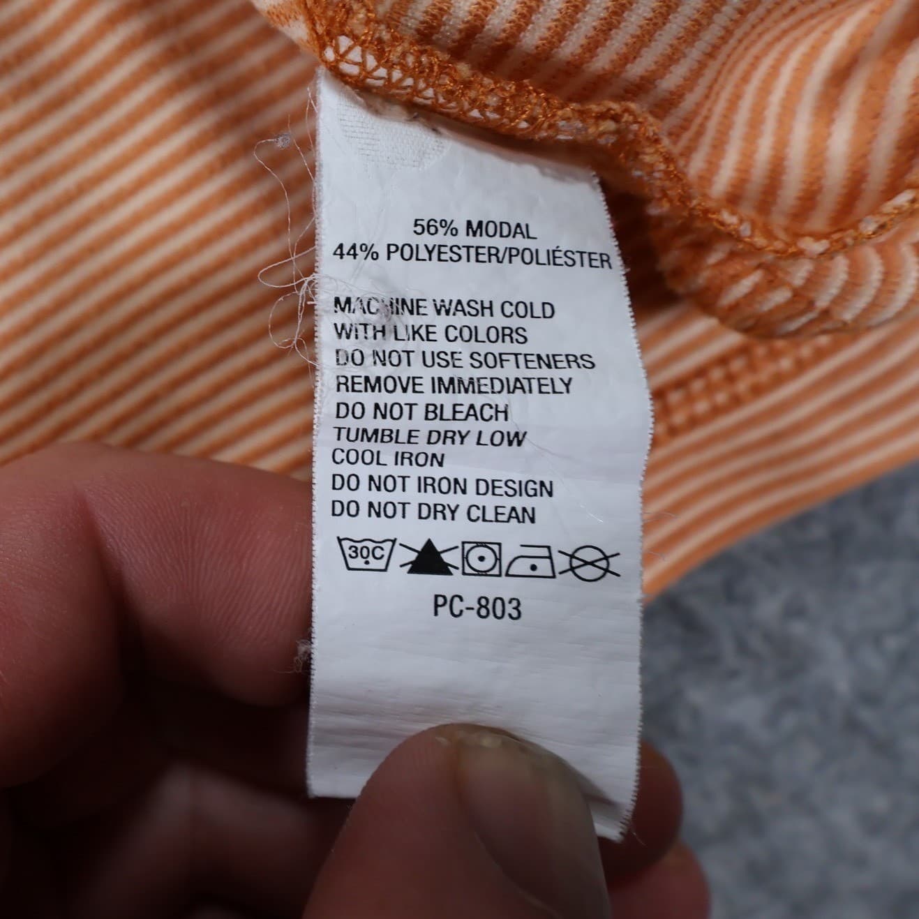Van Heusen Polo Shirt Mens M Orange Excellent Striped Modal Blend Short Sleeve - Thumbnail 7
