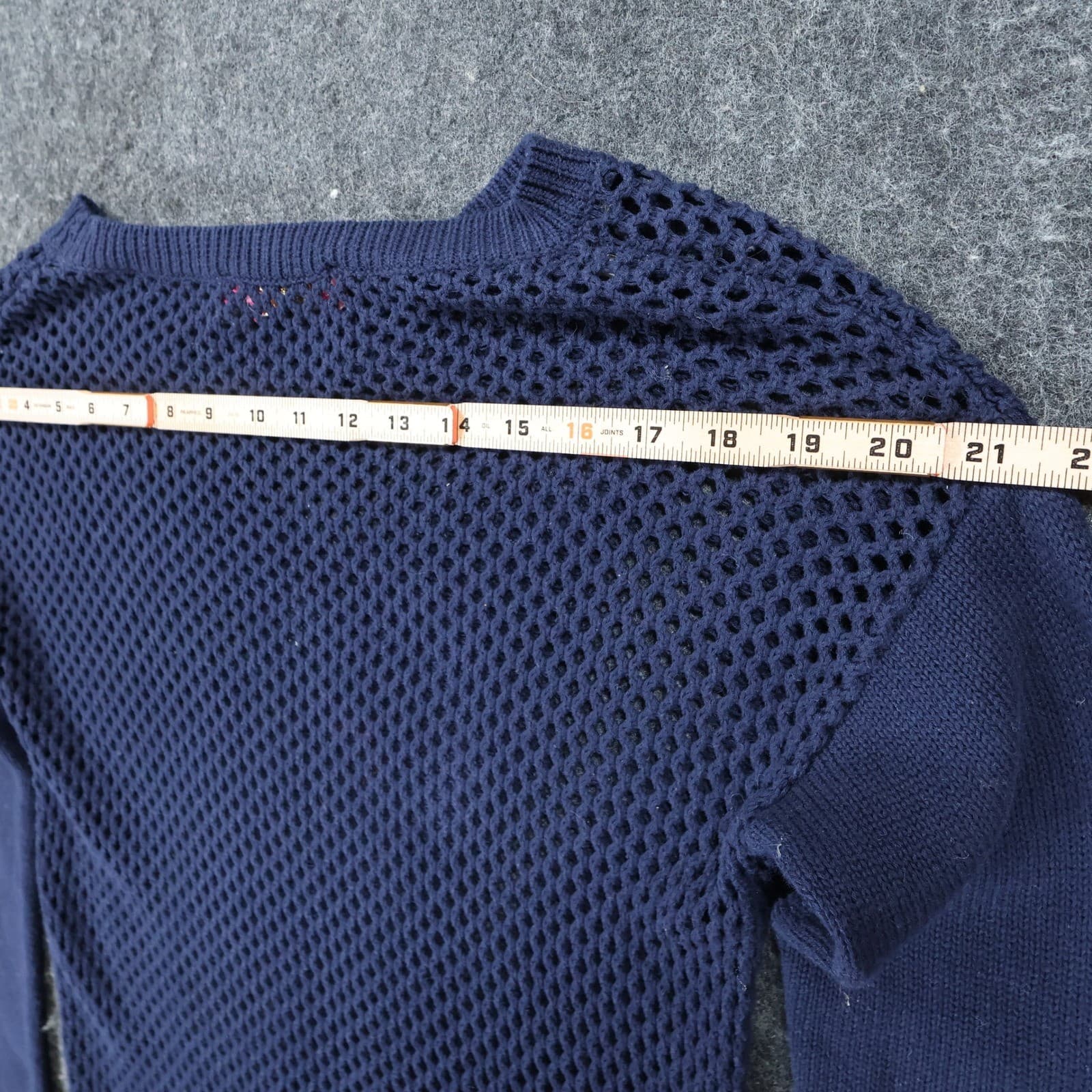 Macbeth Collection Sweater Womens Medium Blue Knit Relaxed Anchor Mesh Nautical - Thumbnail 6