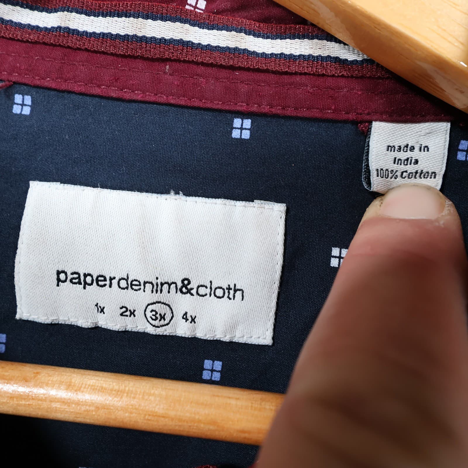 Paper Denim & Cloth Button Down Shirt Mens 3X Maroon Cotton Geometric Print - Thumbnail 7