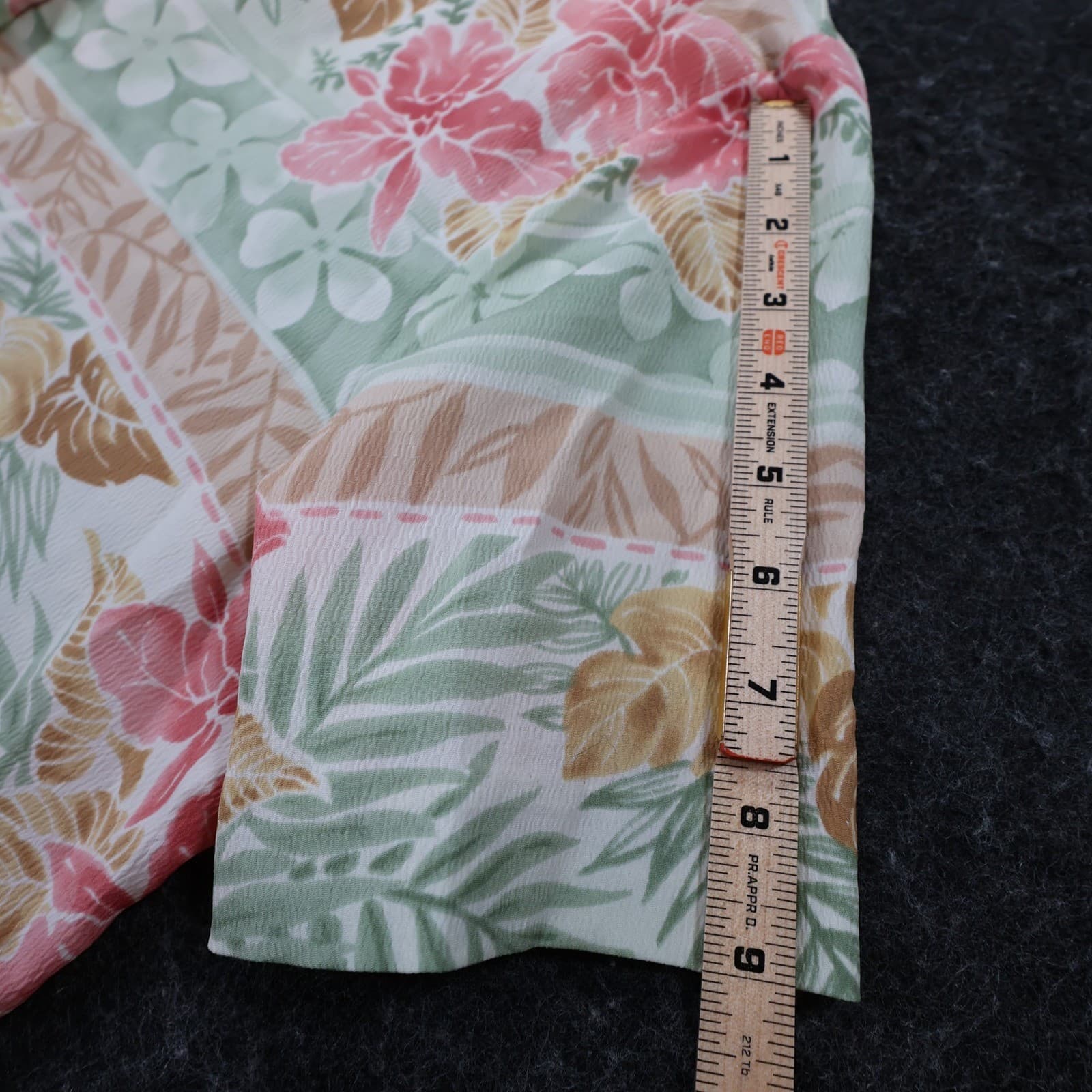 Alfred Dunner Button Up Shirt Womens 16 Green Pink Polyester Regular Tropical - Thumbnail 4