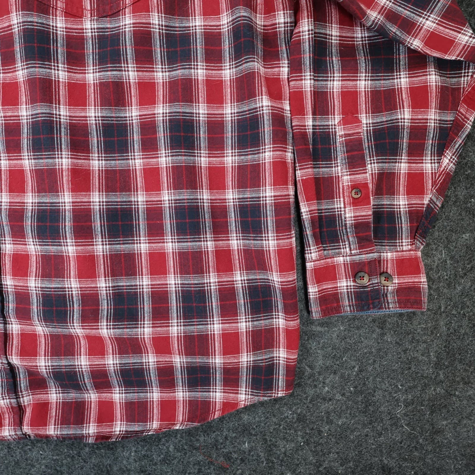 Blue Mountain Button Front Shirt Mens XL Red 100% Cotton Plaid Long Sleeve - Thumbnail 10