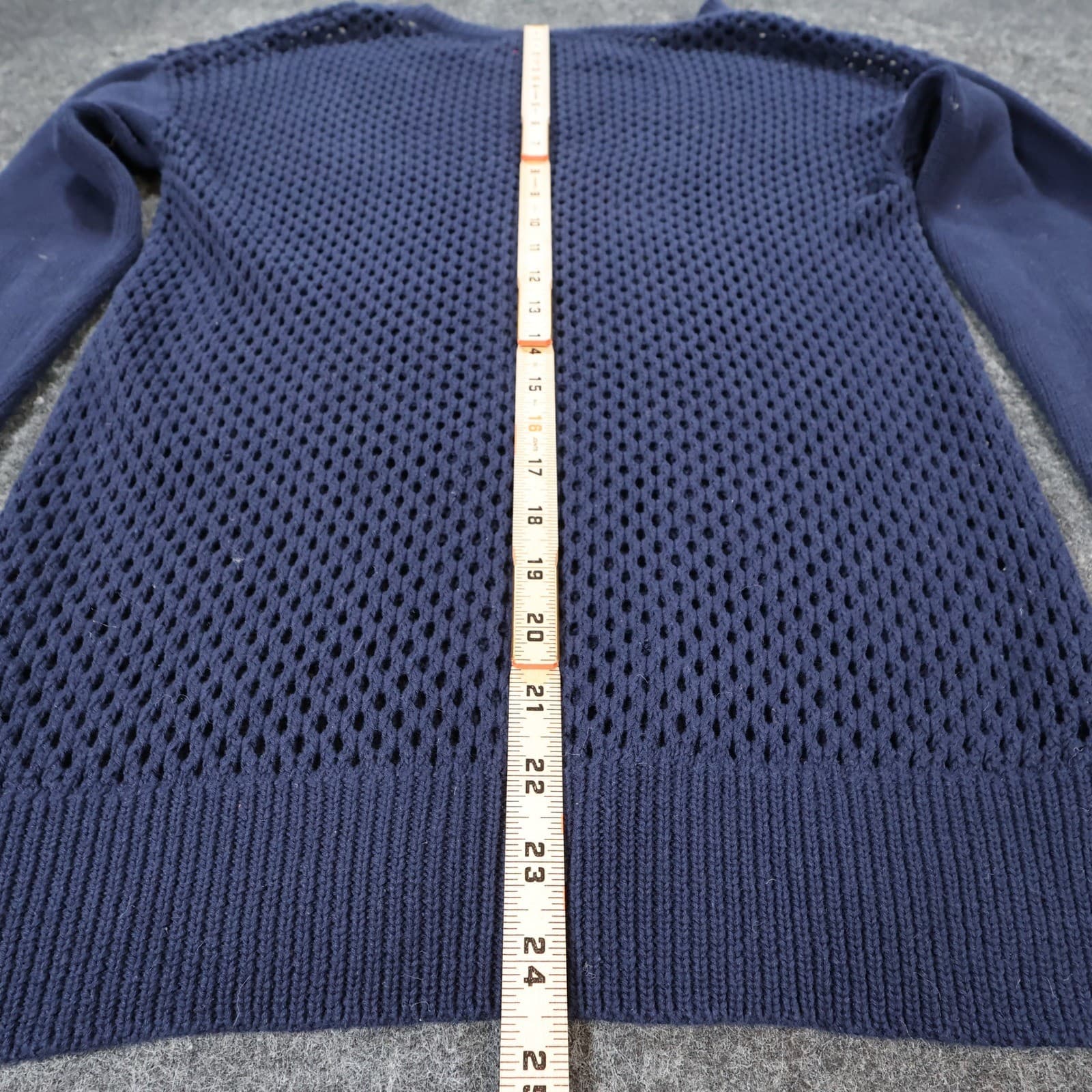 Macbeth Collection Sweater Womens Medium Blue Knit Relaxed Anchor Mesh Nautical - Thumbnail 5