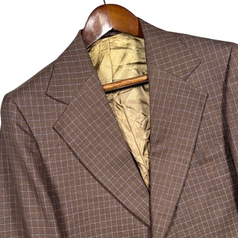 JCPenney Contemporary Classic Blazer Mens Brown Windowpane Vintage 70s - Thumbnail 4
