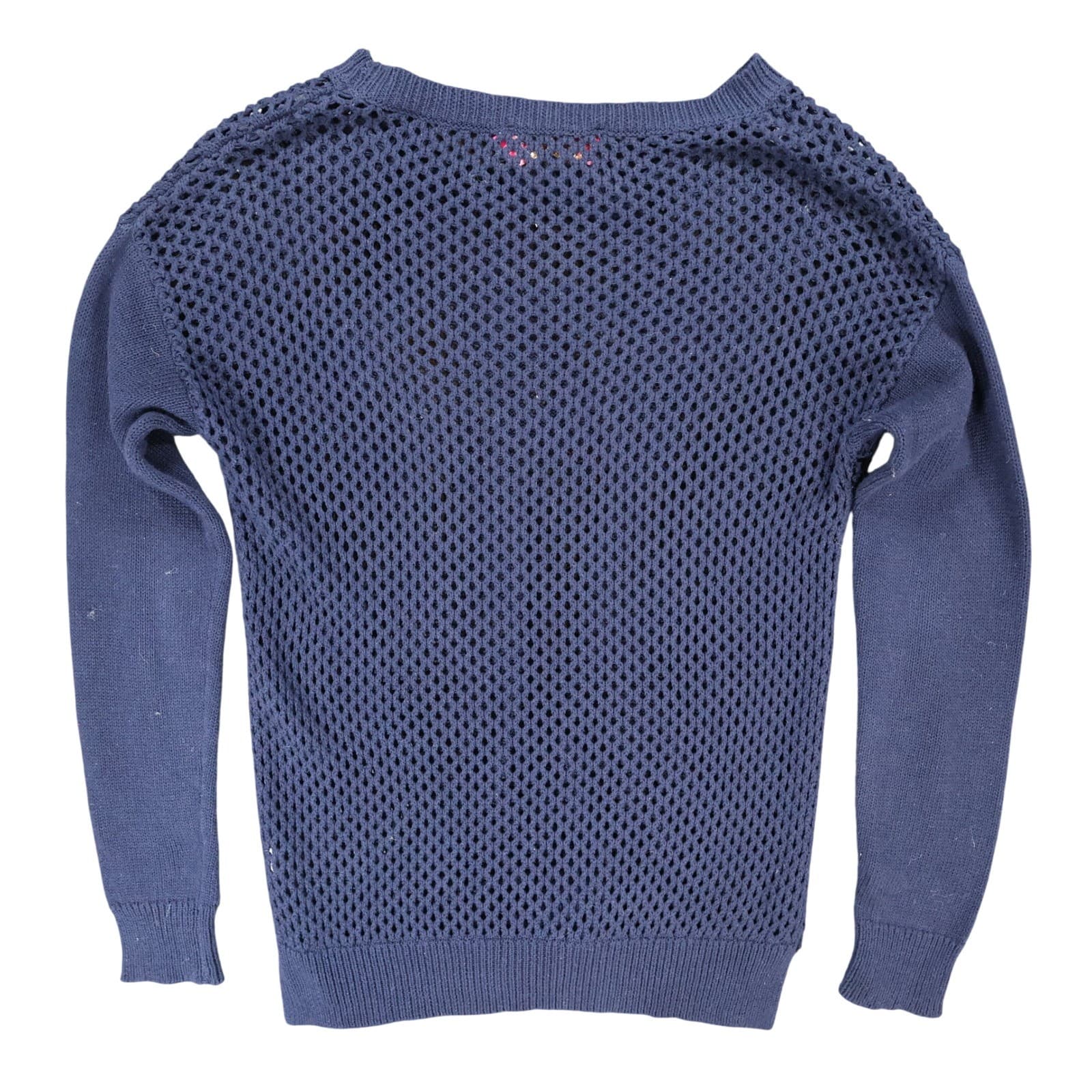 Macbeth Collection Sweater Womens Medium Blue Knit Relaxed Anchor Mesh Nautical - Thumbnail 2