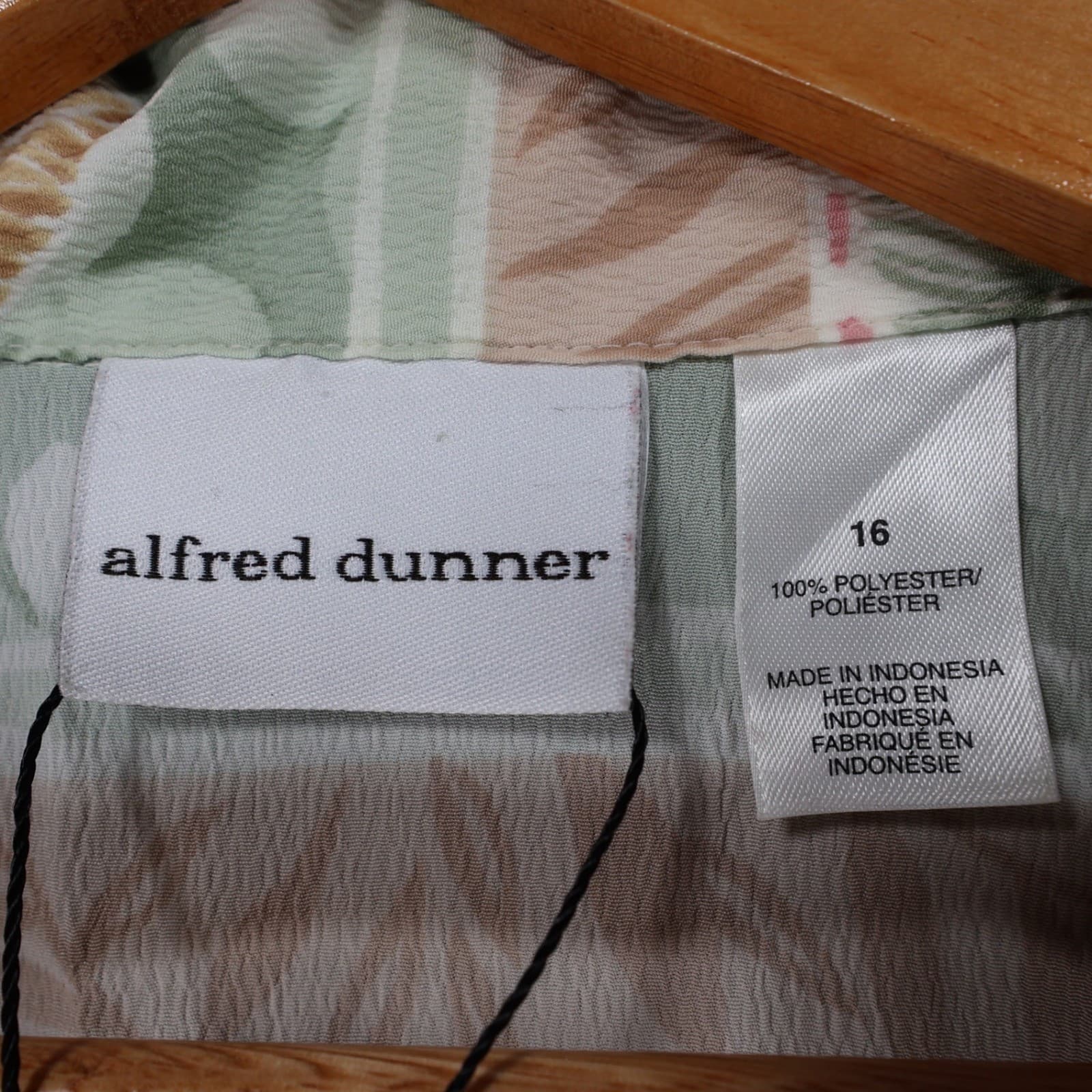 Alfred Dunner Button Up Shirt Womens 16 Green Pink Polyester Regular Tropical - Thumbnail 7