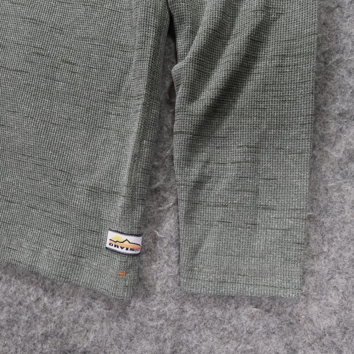 Orvis Pullover Hoodie Mens Medium Green Excellent Waffle Knit Recycled Blend - Thumbnail 5