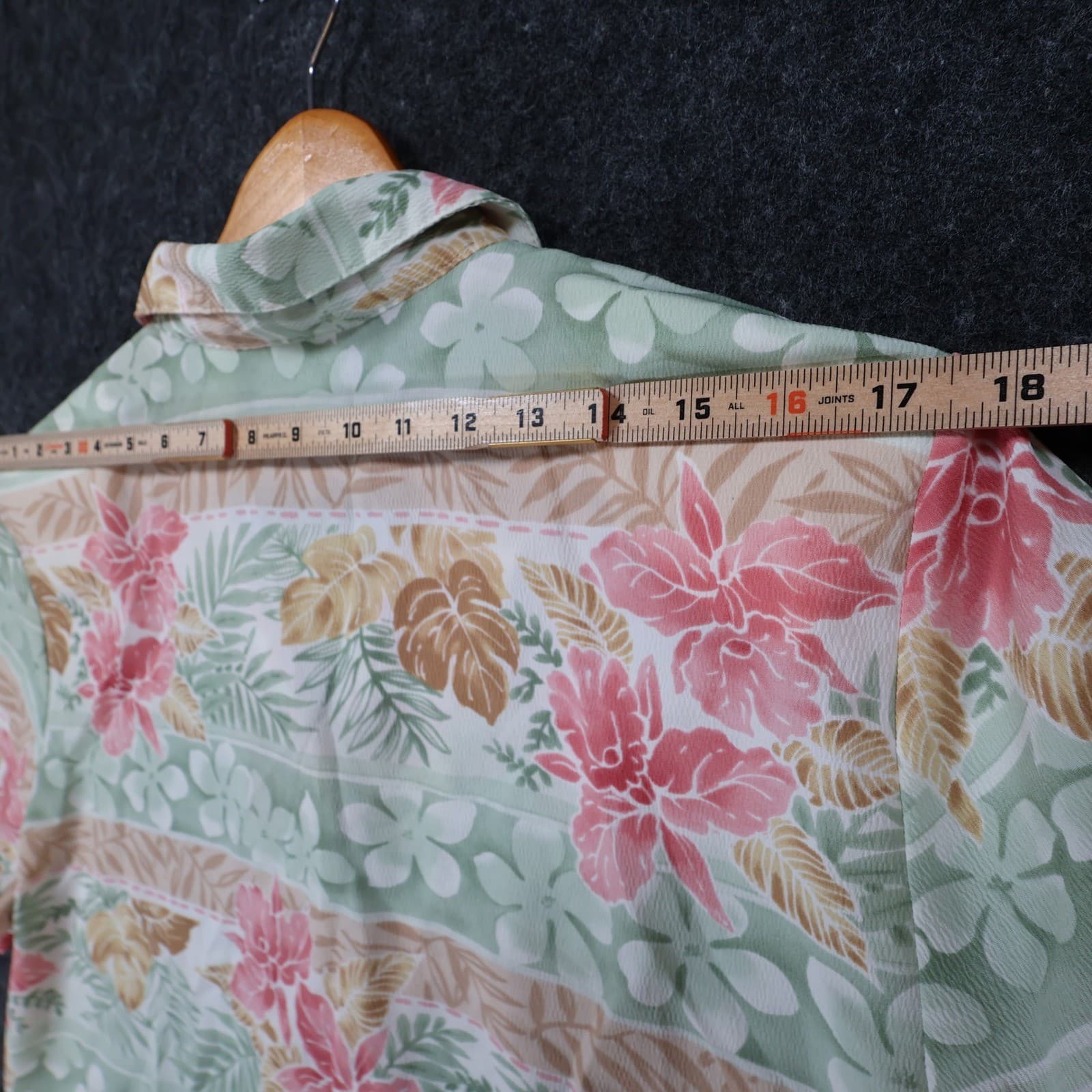 Alfred Dunner Button Up Shirt Womens 16 Green Pink Polyester Regular Tropical - Thumbnail 6