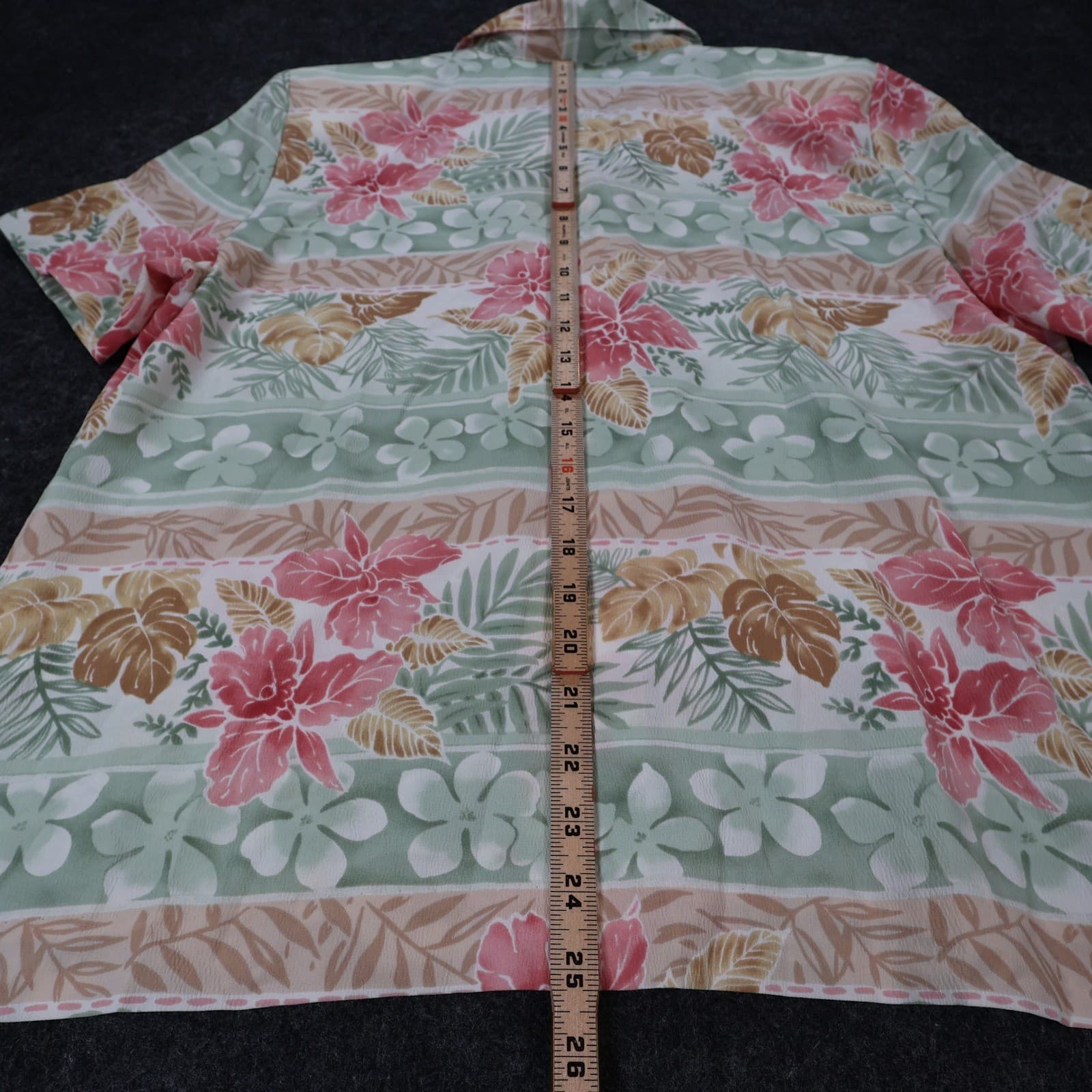 Alfred Dunner Button Up Shirt Womens 16 Green Pink Polyester Regular Tropical - Thumbnail 5