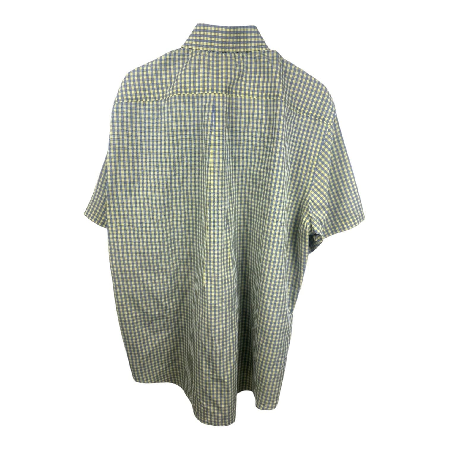 Brooks Brothers Men's L Yellow Blue Check Short Sleeve Button Down Shirt - Thumbnail 2