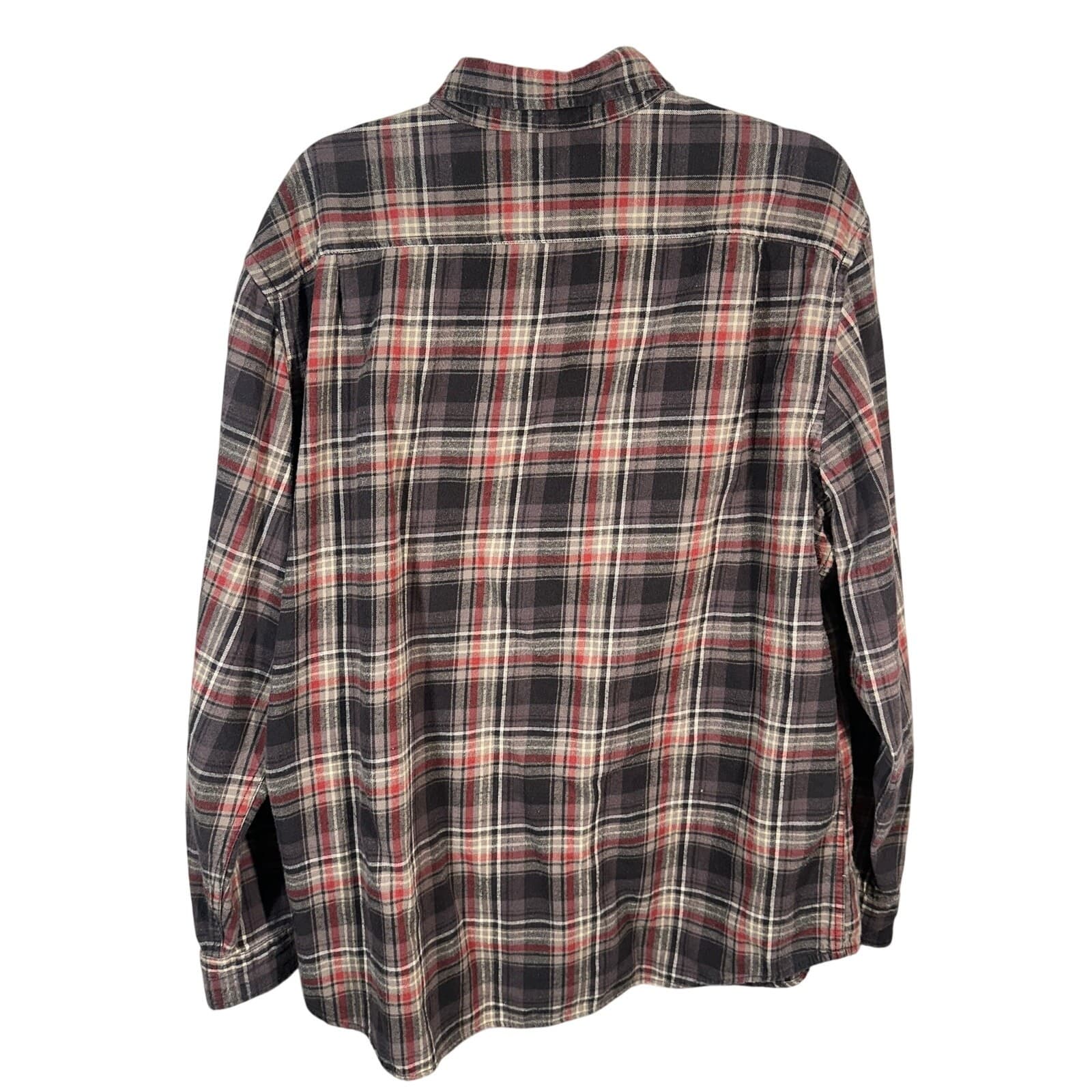 Merona Men’s Flannel Button Down Shirt Plaid Red Gray XL - Thumbnail 2