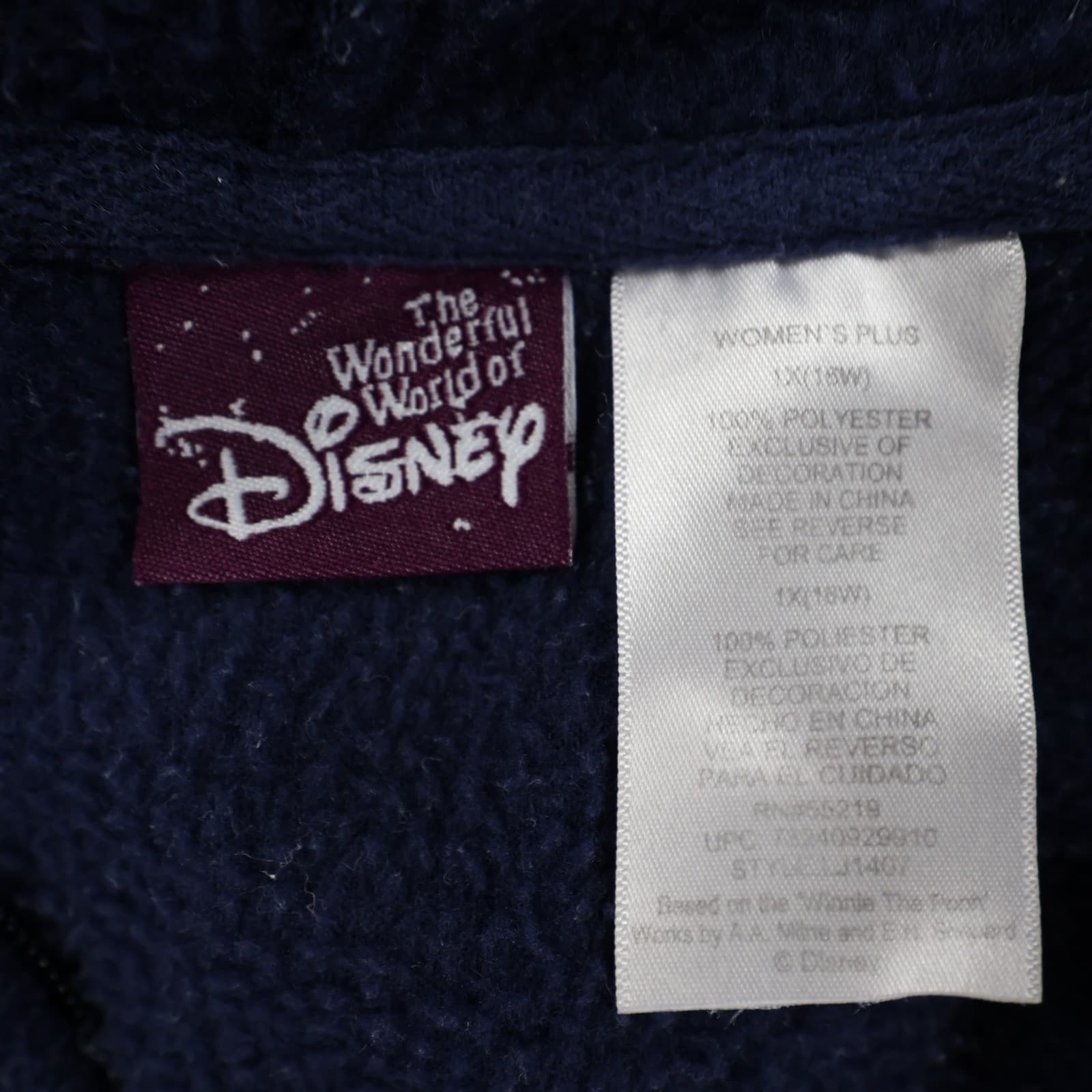 Disney Eeyore Fleece Hoodie Women 1X Blue Polyester Zip Up Chillin Graphic - Thumbnail 8