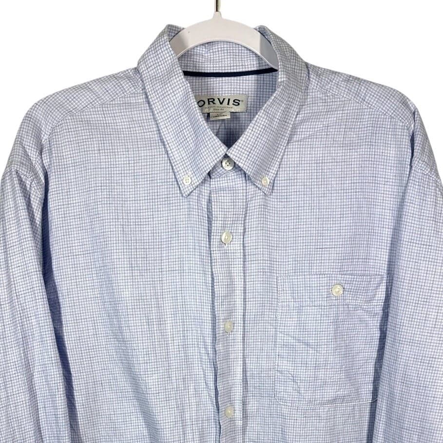 ORVIS Mens Classic Collection Button Down Shirt Long Sleeve Gingham Check Size L - Thumbnail 5