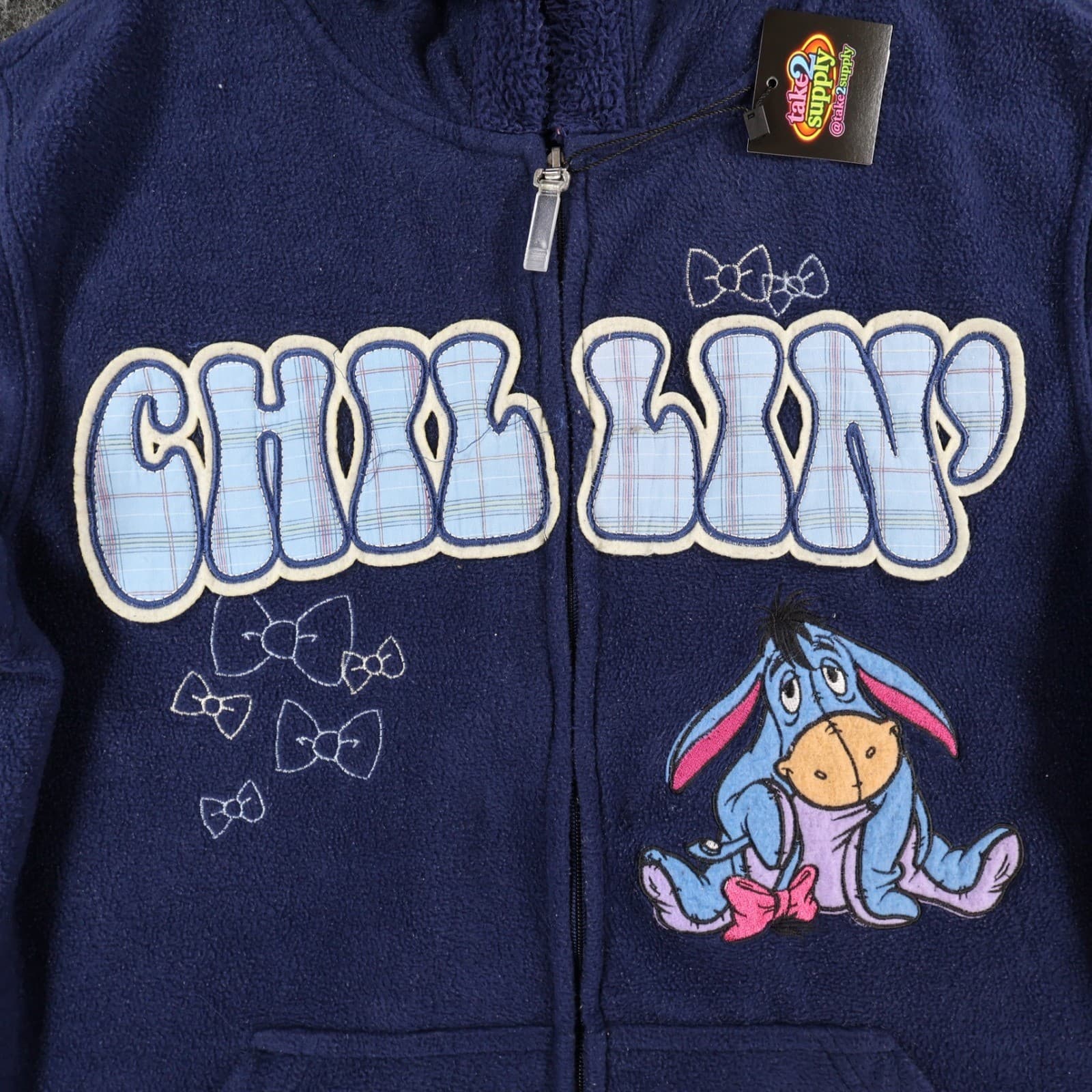 Disney Eeyore Fleece Hoodie Women 1X Blue Polyester Zip Up Chillin Graphic - Thumbnail 2