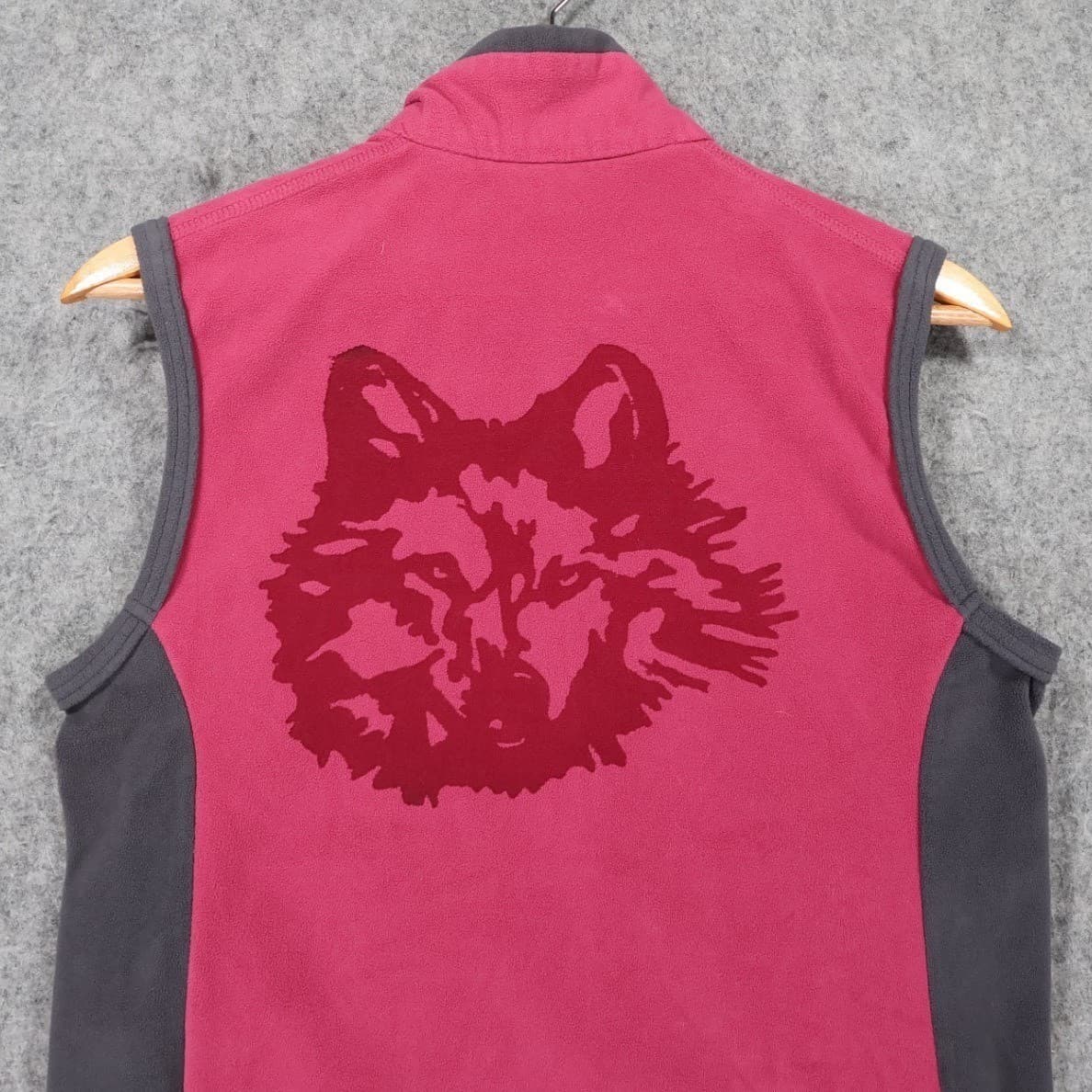 North End Fleece Vest Ladies Small Pink Excellent Wolf Graphic Two Tone Full Zip - Thumbnail 5