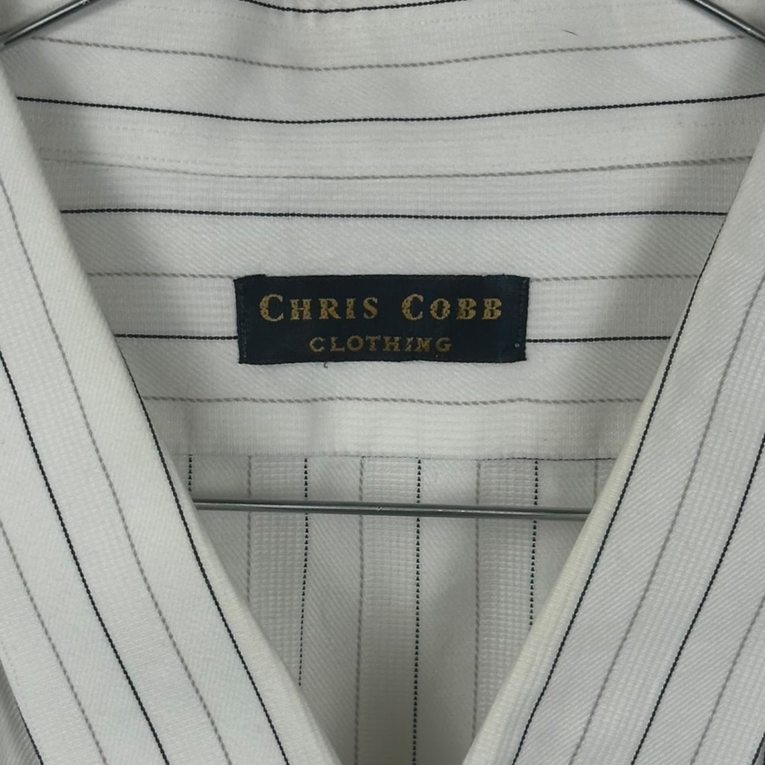 Chris Cobb Clothing Men’s Button-Down Shirt Vertical Stripe White Blue 3XL - Thumbnail 3