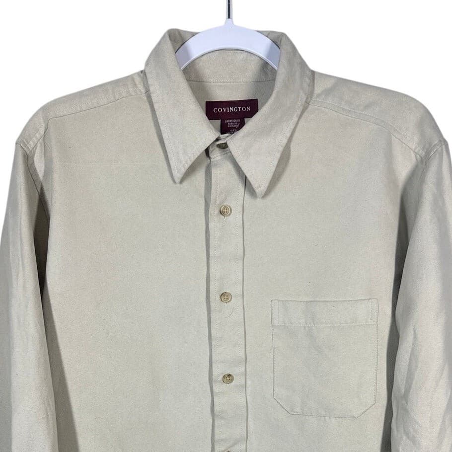 COVINGTON Mens Long Sleeve Button Up Shirt Beige Size Medium - Thumbnail 5