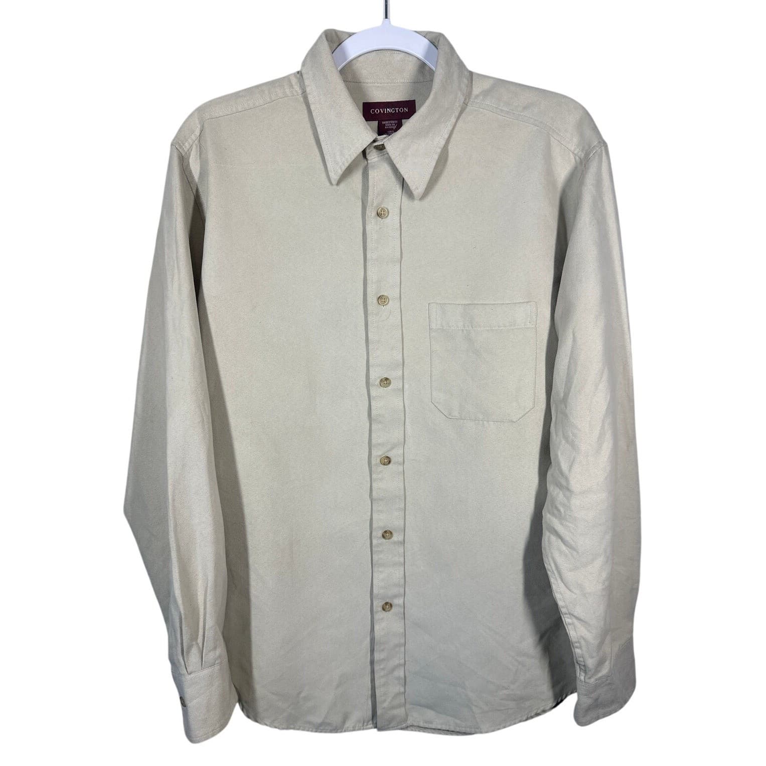 COVINGTON Mens Long Sleeve Button Up Shirt Beige Size Medium - Thumbnail 3