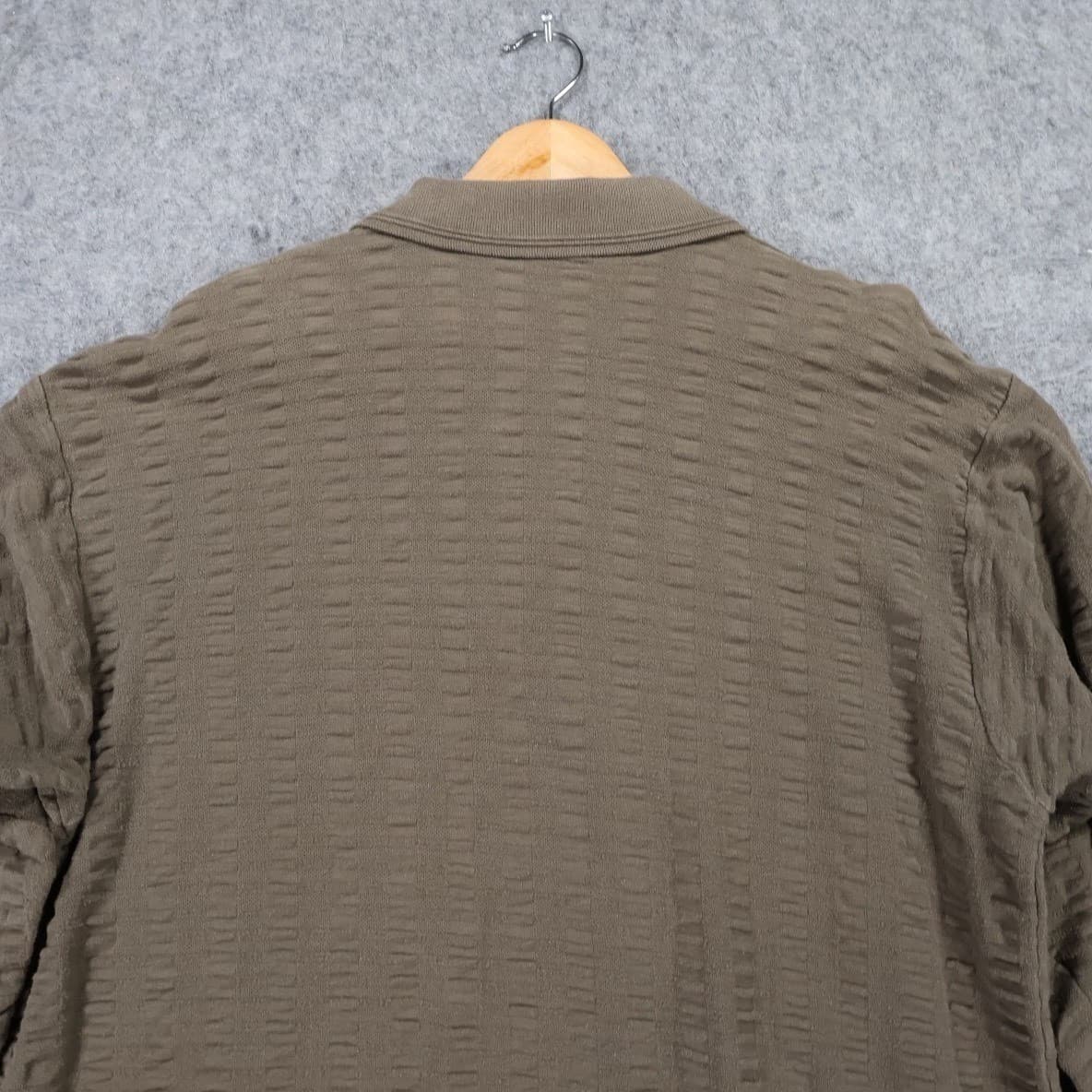 Faded Glory Pullover Mens Large Olive Green Excellent Textured Quarter Zip - Thumbnail 5