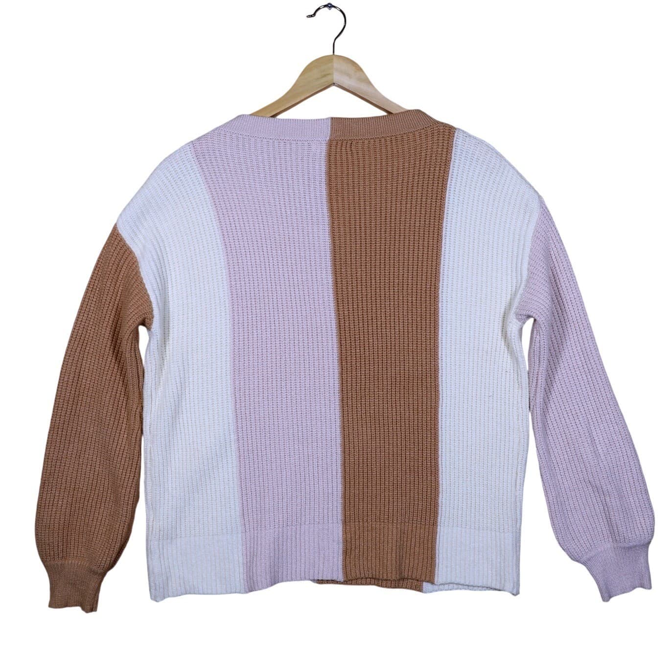 GB Colorblock V Neck Long Sleeve Sweater Women Size S - Thumbnail 2