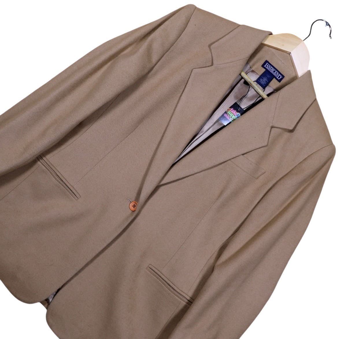 Lands End Womens Petite Blazer Tan Single Button Size 8 - Thumbnail 3