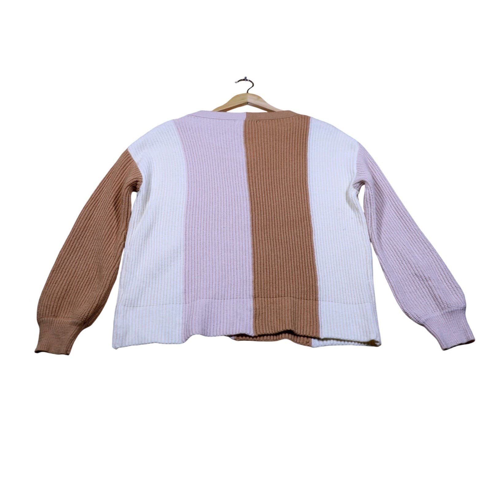 GB Colorblock V Neck Long Sleeve Sweater Women Size S - Thumbnail 6