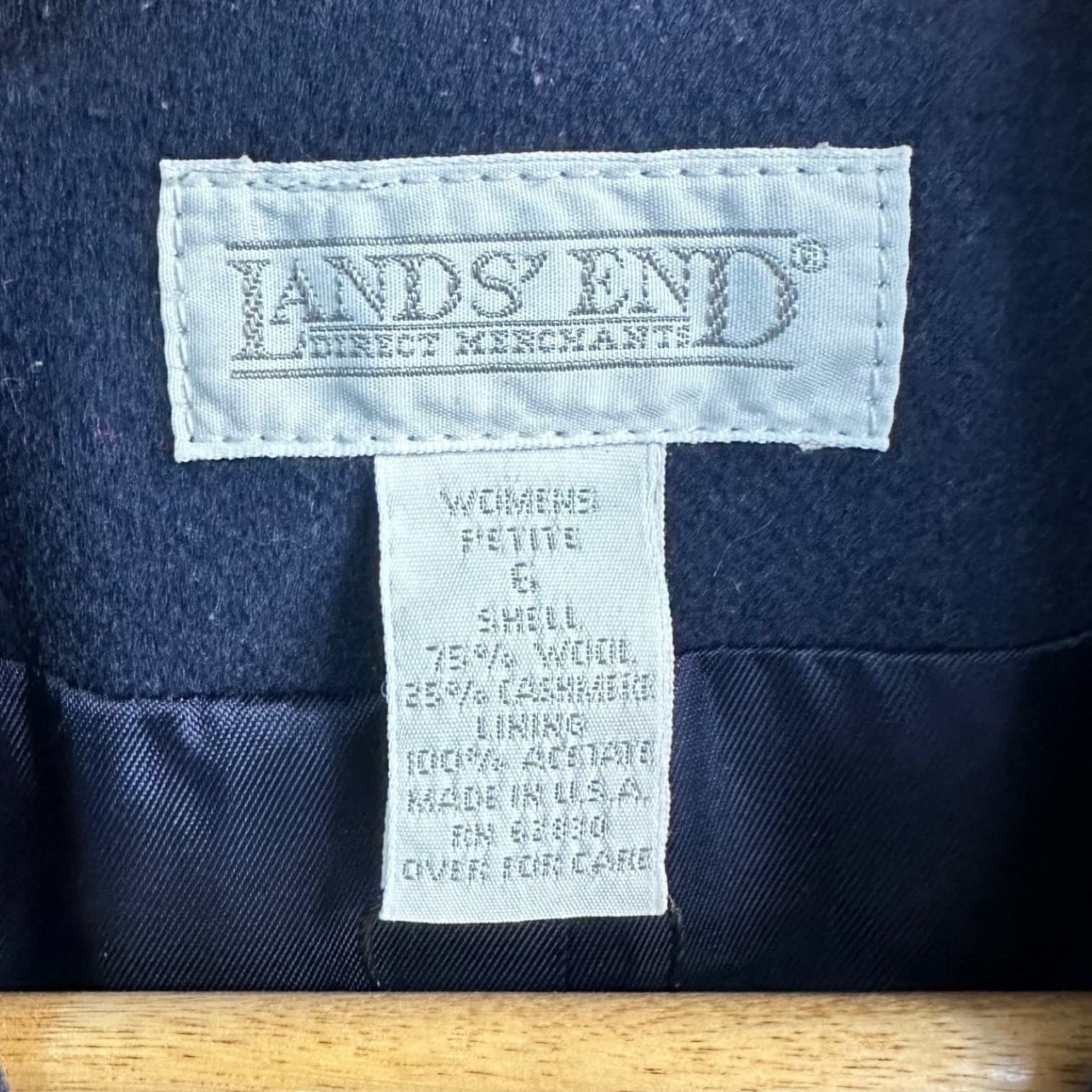 Lands End Womens Size 6P Navy Blue Wool Blend Blazer Jacket - Thumbnail 6